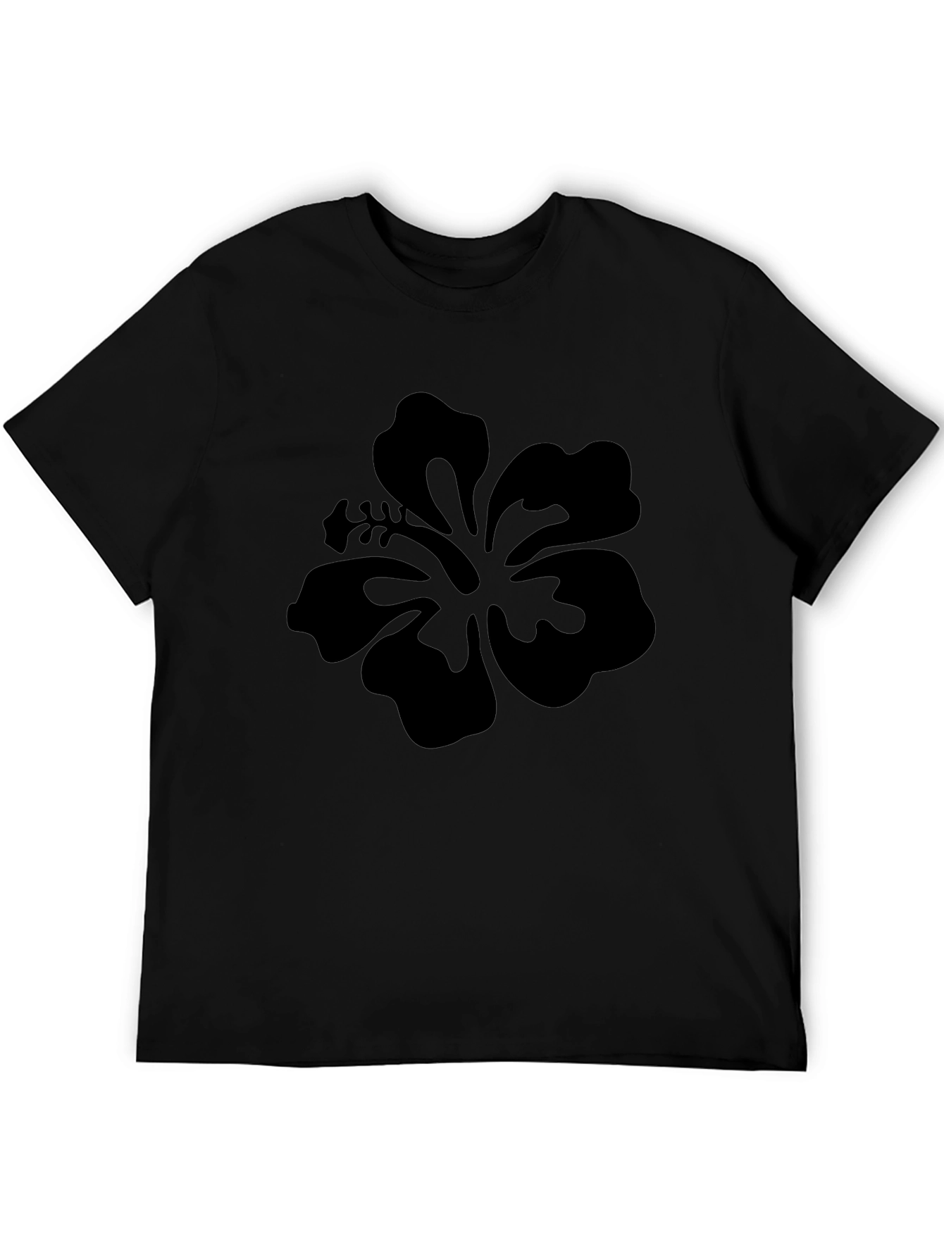 Black Hibiscus Graphic Tee - Casual Comfort