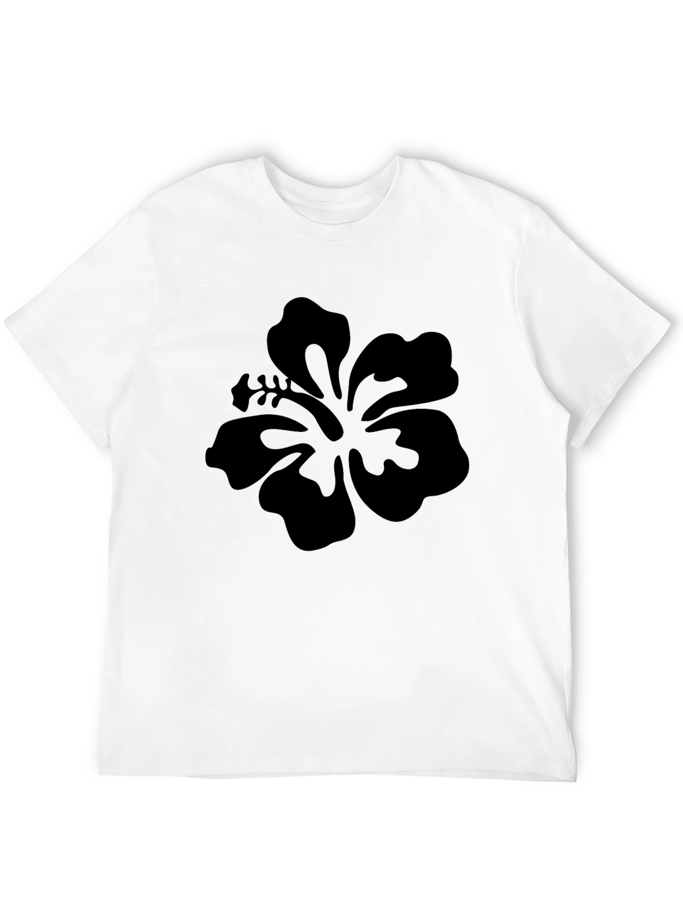 Black Hibiscus Graphic Tee - Casual Comfort