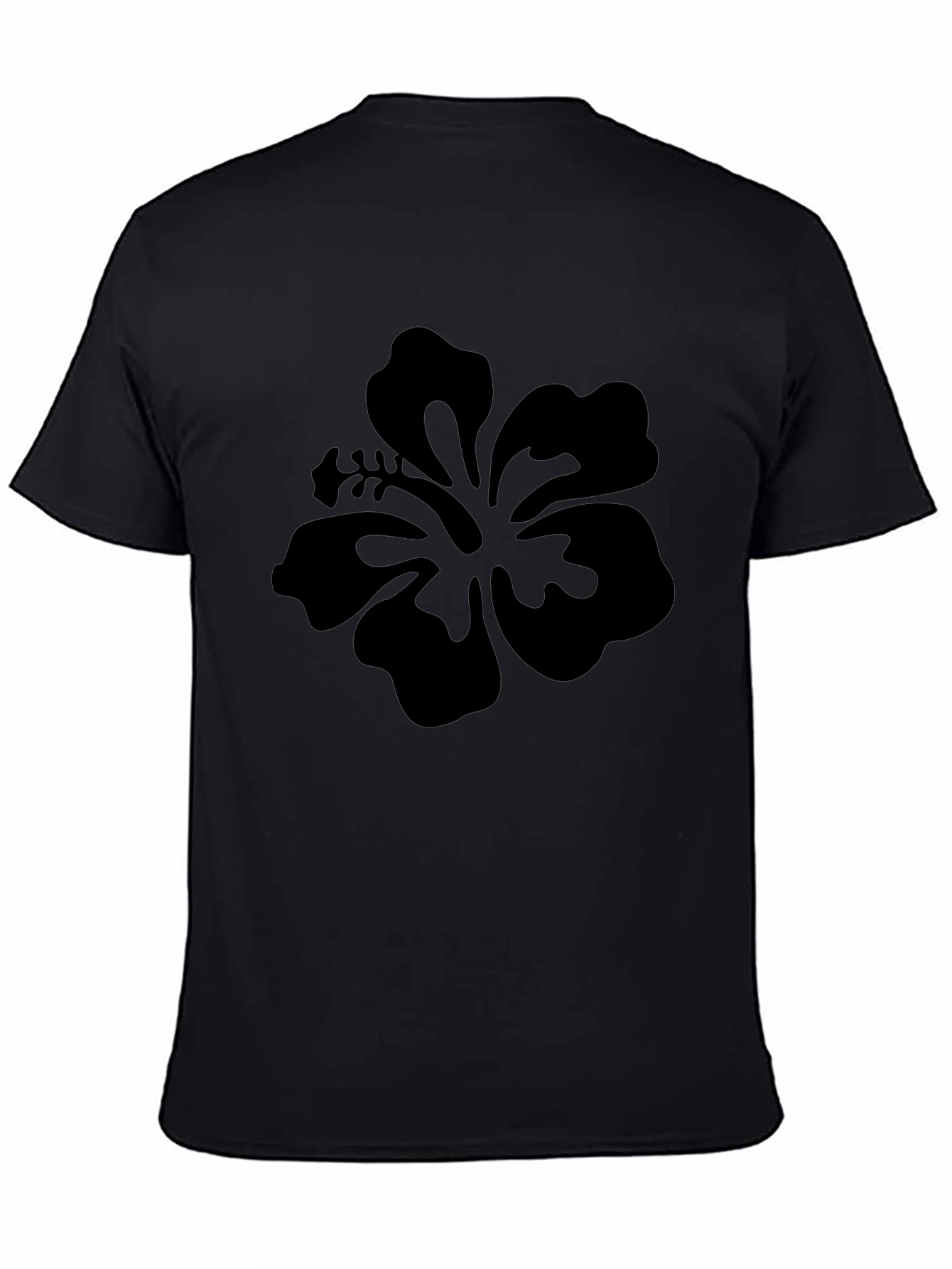 Black Hibiscus Graphic Tee - Casual Comfort