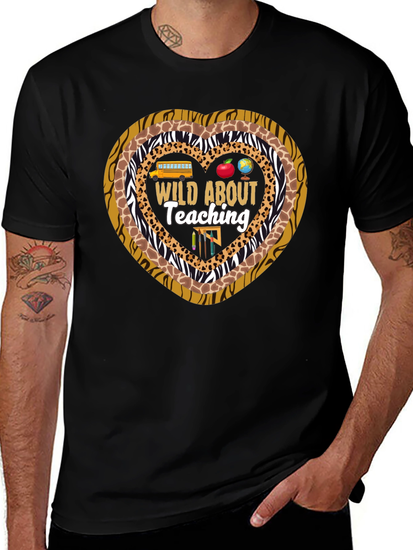 Wild About Teaching Heart Print T-Shirt