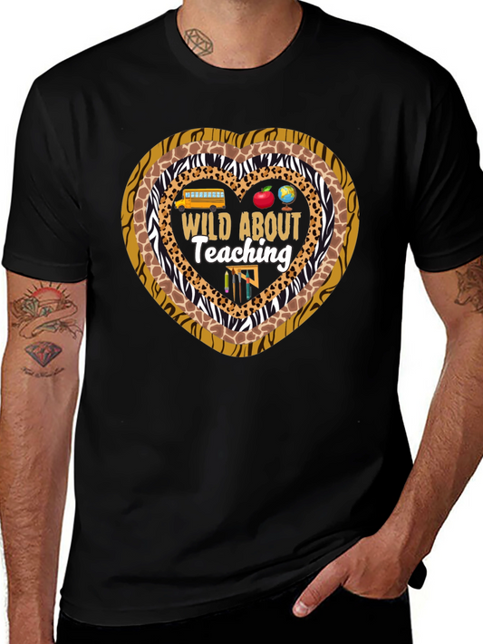 Wild About Teaching Heart Print T-Shirt