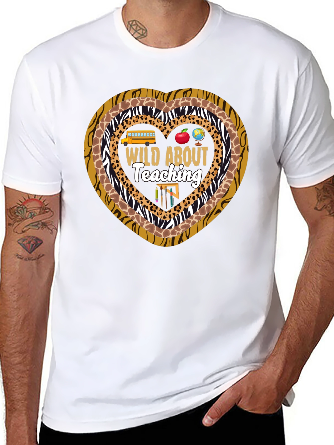 Wild About Teaching Heart Print T-Shirt