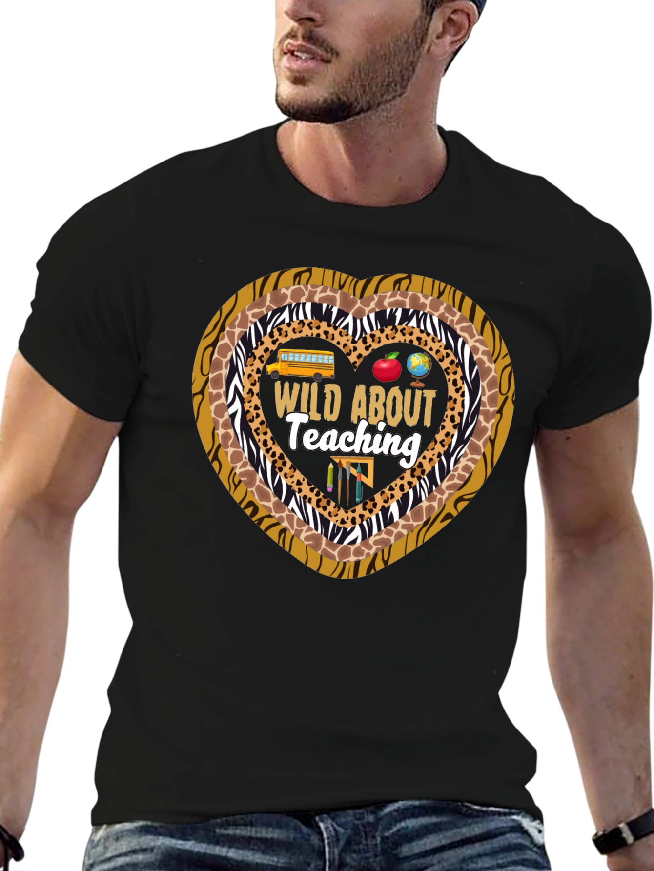 Wild About Teaching Heart Print T-Shirt