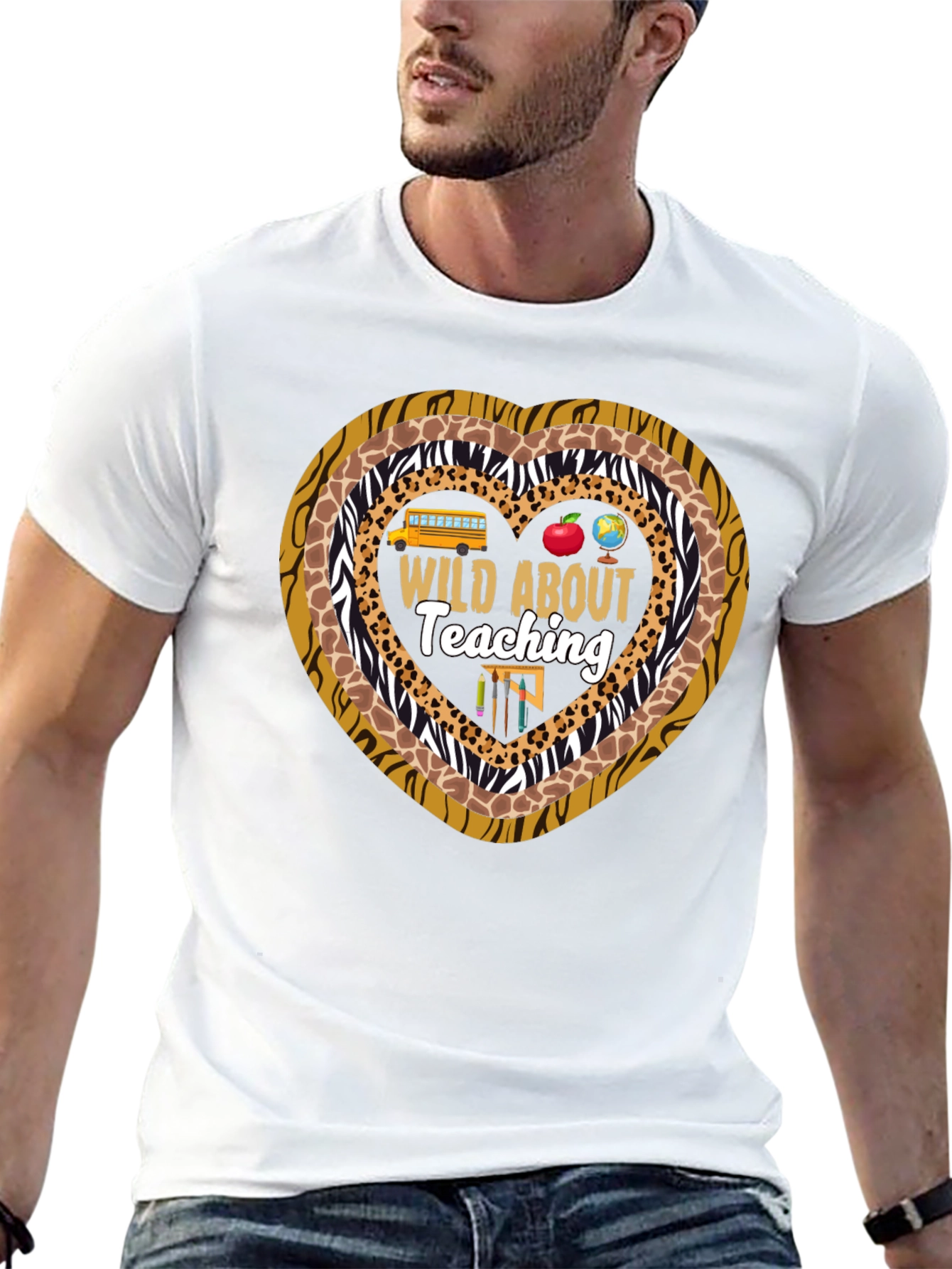 Wild About Teaching Heart Print T-Shirt