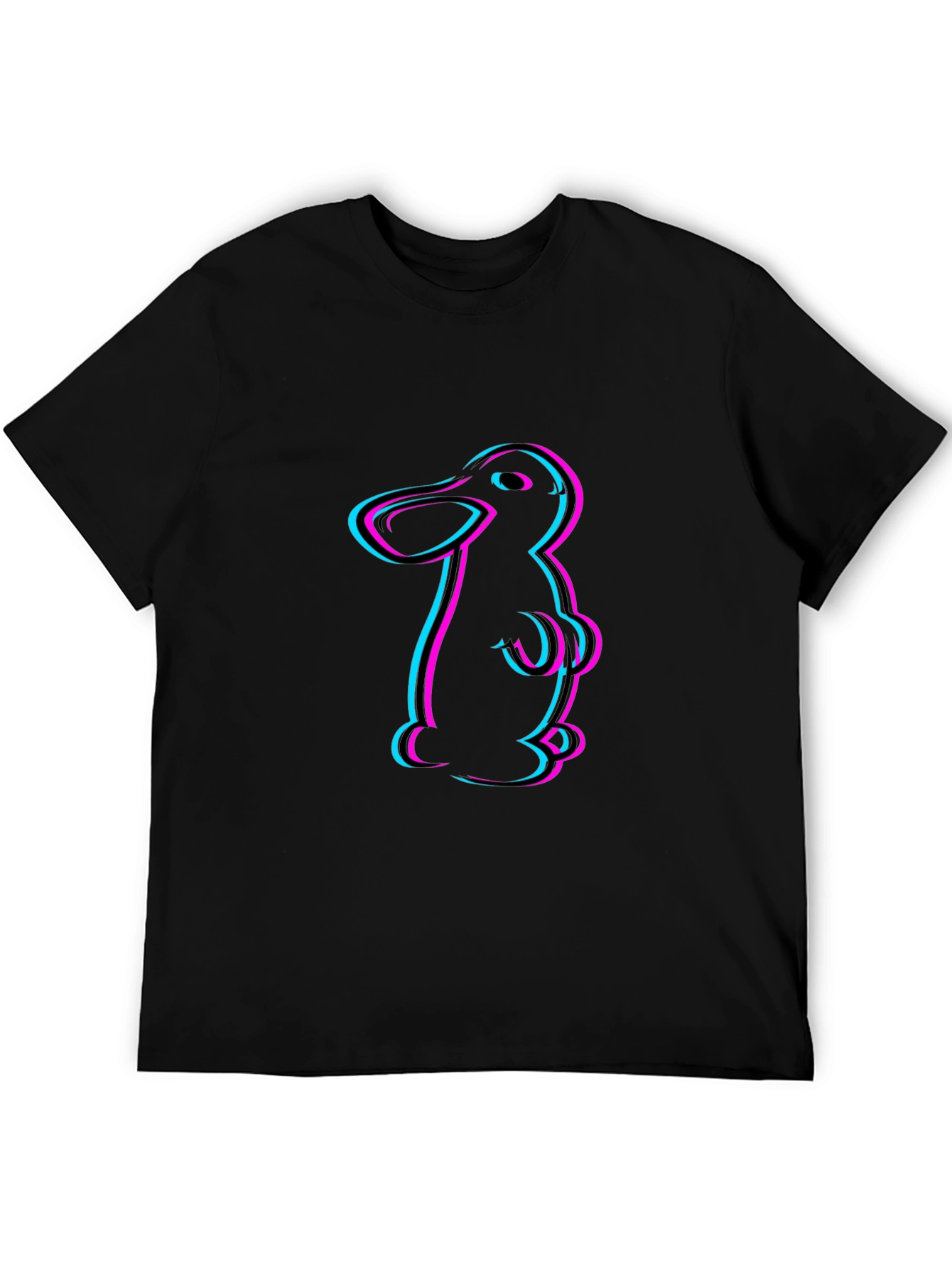 Cool Cartoon Duck Graphic Tee - Black