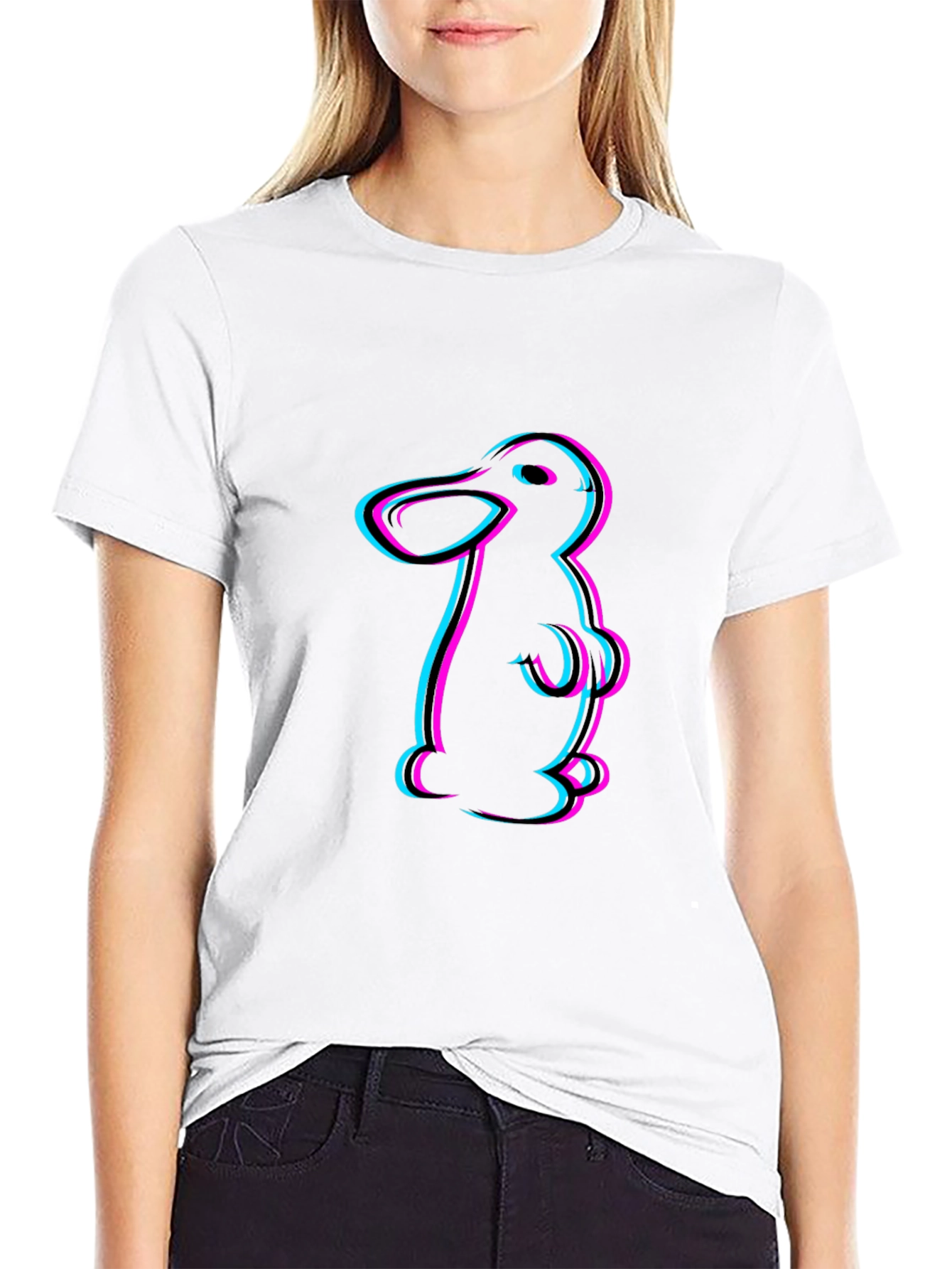 Cool Cartoon Duck Graphic Tee - Black