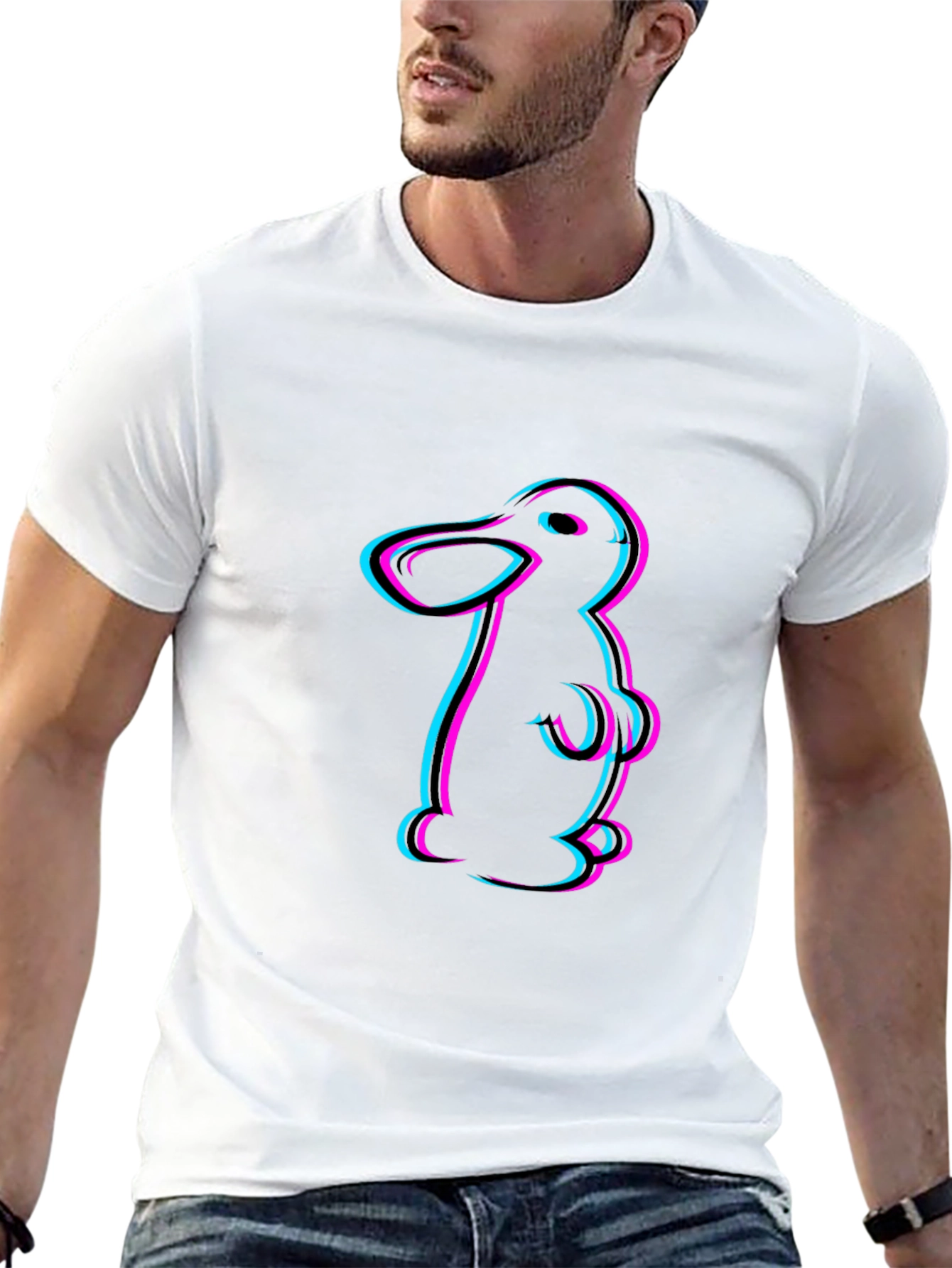 Cool Cartoon Duck Graphic Tee - Black