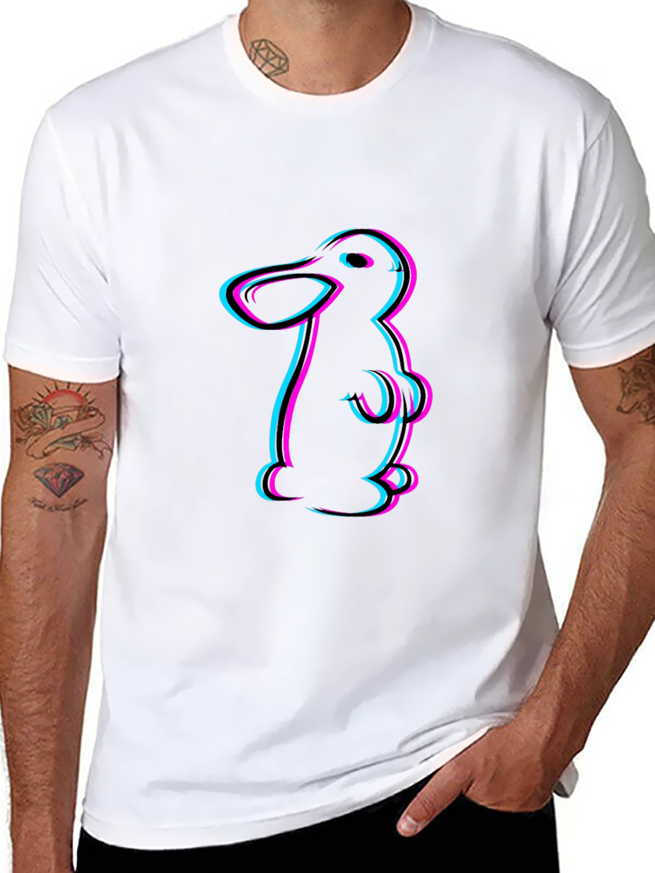Cool Cartoon Duck Graphic Tee - Black