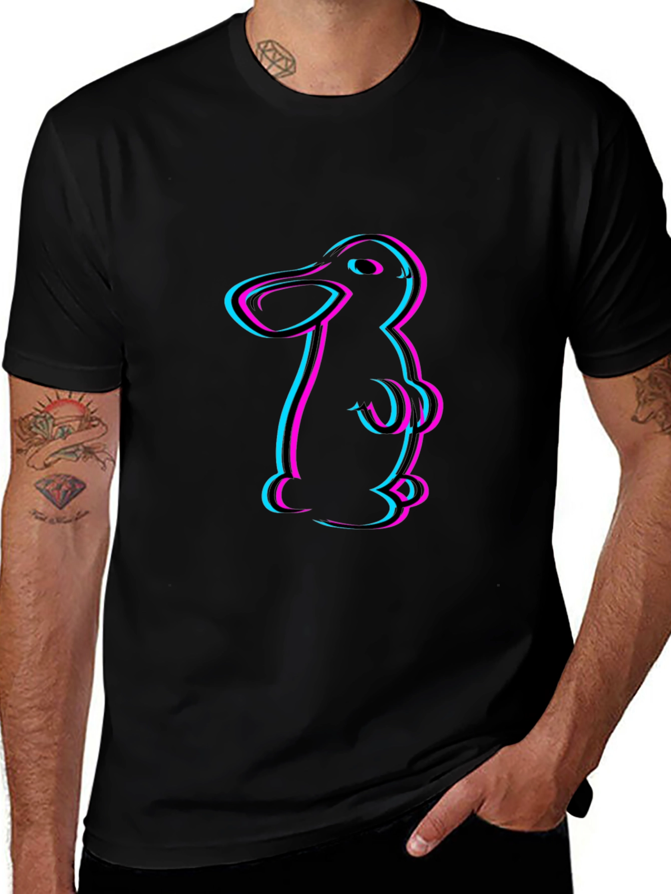 Cool Cartoon Duck Graphic Tee - Black