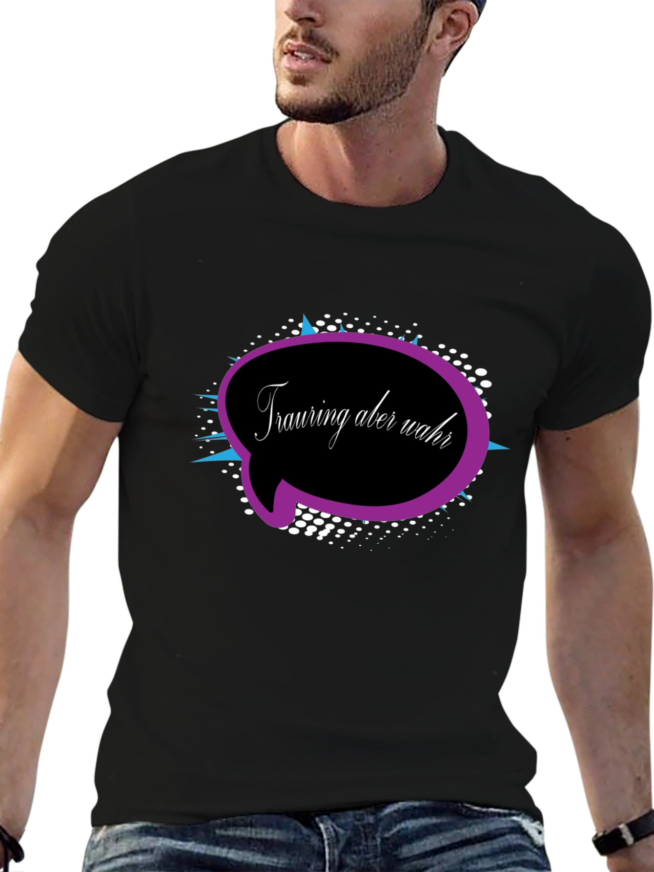Trauring Aber Wahr Graphic Tee - Black Cotton Blend