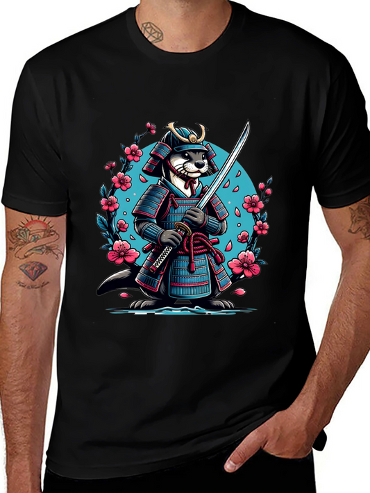 Samurai Otter Graphic Tee - Mens Black T-Shirt
