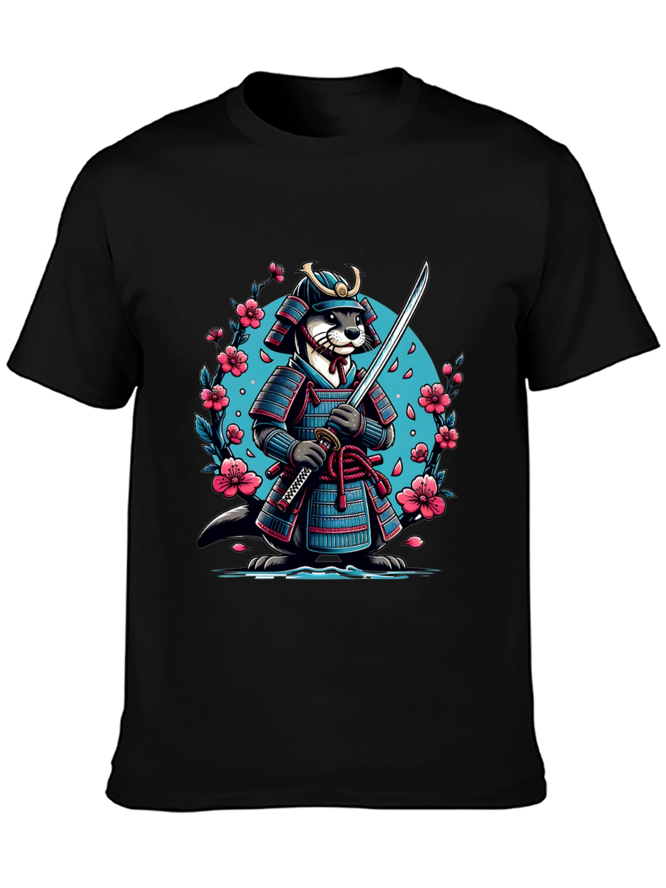 Samurai Otter Graphic Tee - Mens Black T-Shirt