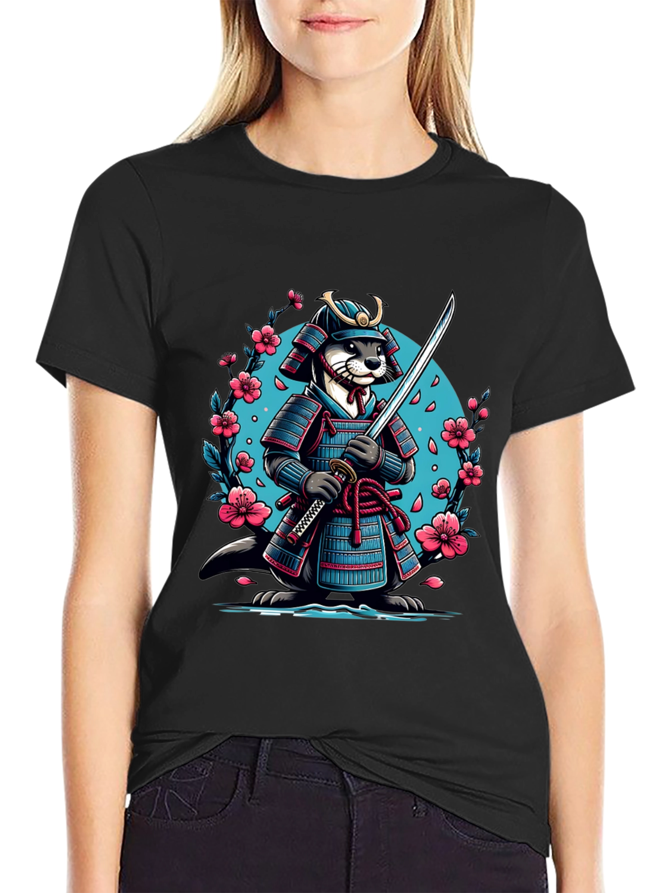 Samurai Otter Graphic Tee - Mens Black T-Shirt