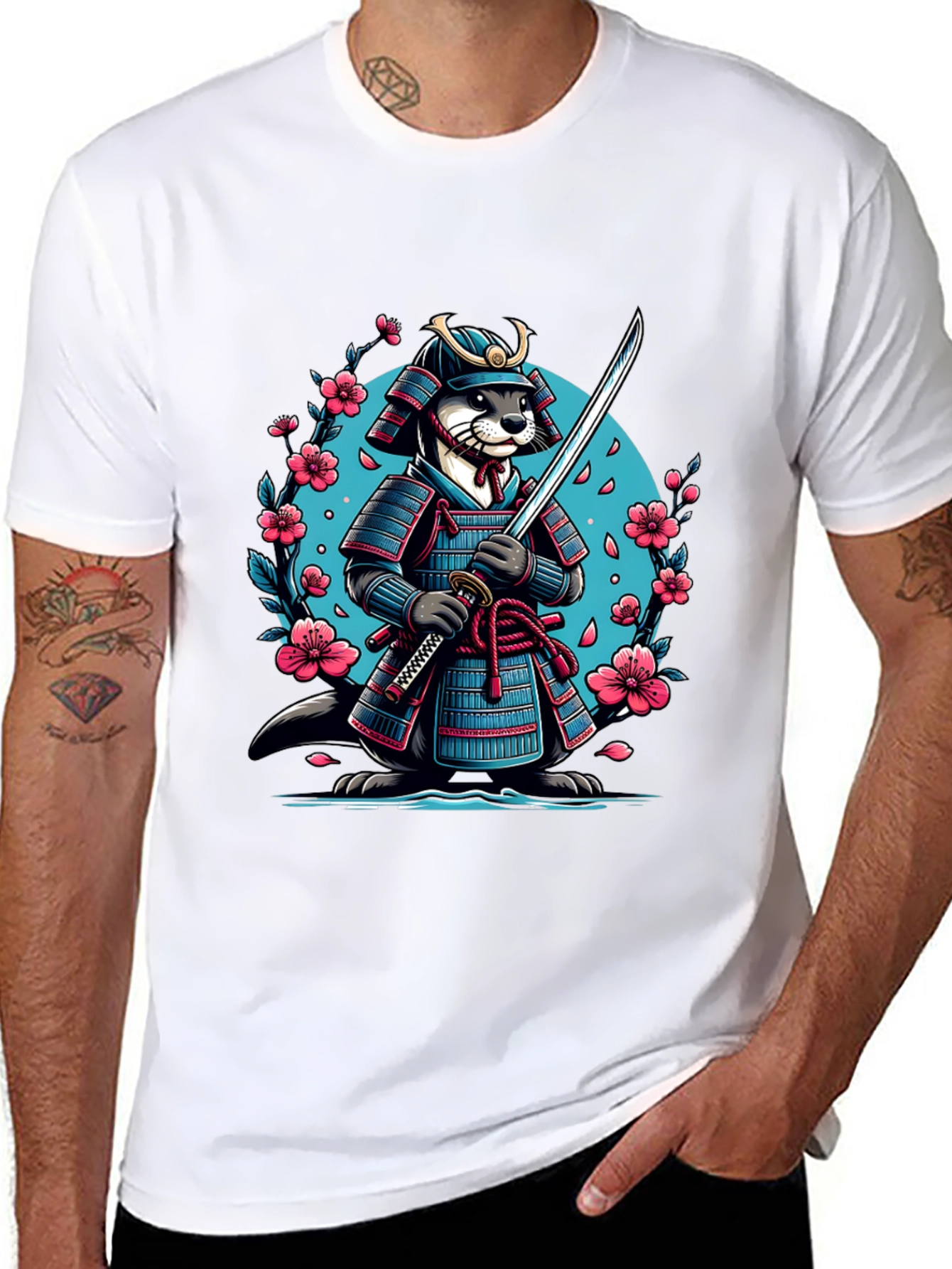 Samurai Otter Graphic Tee - Mens Black T-Shirt