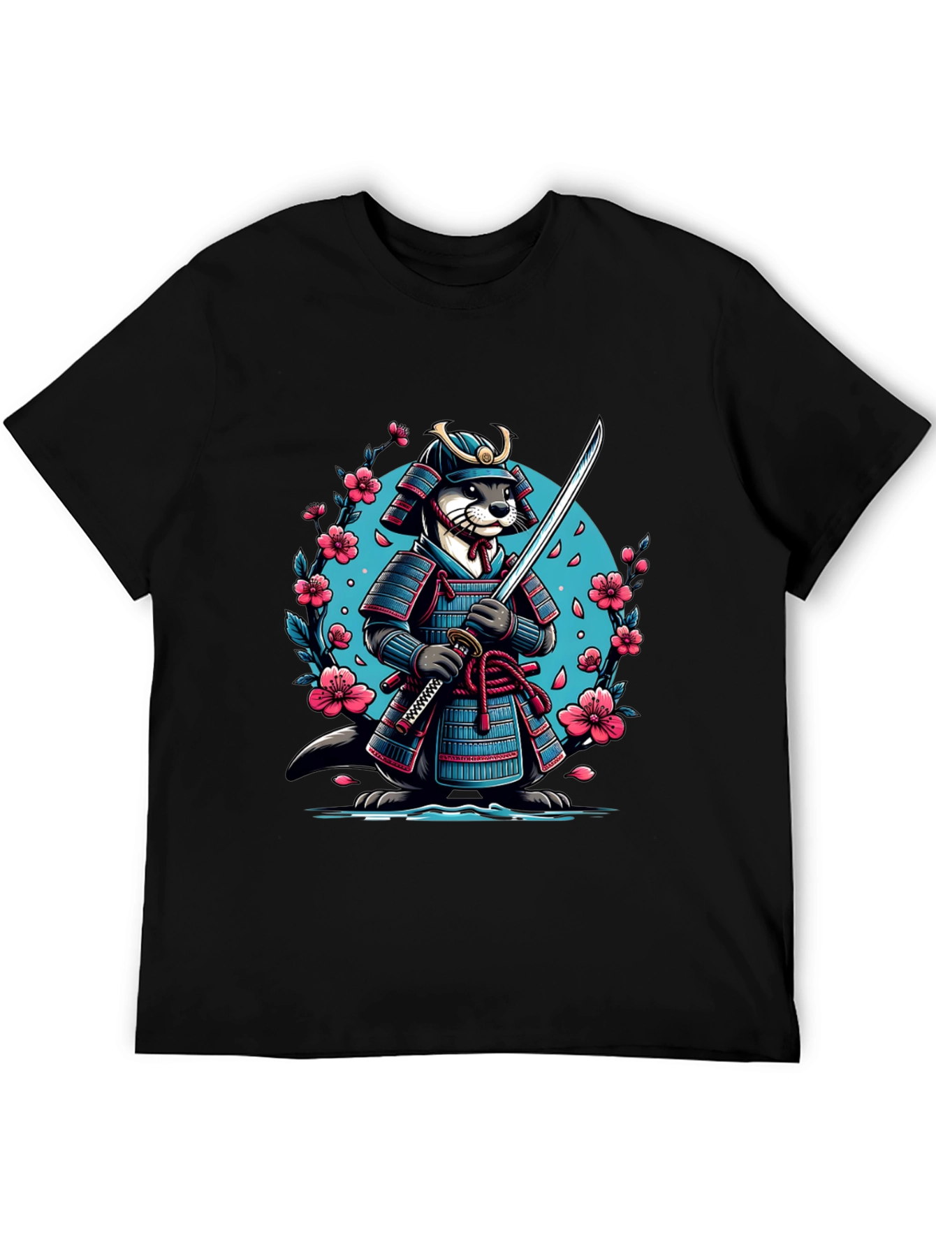 Samurai Otter Graphic Tee - Mens Black T-Shirt
