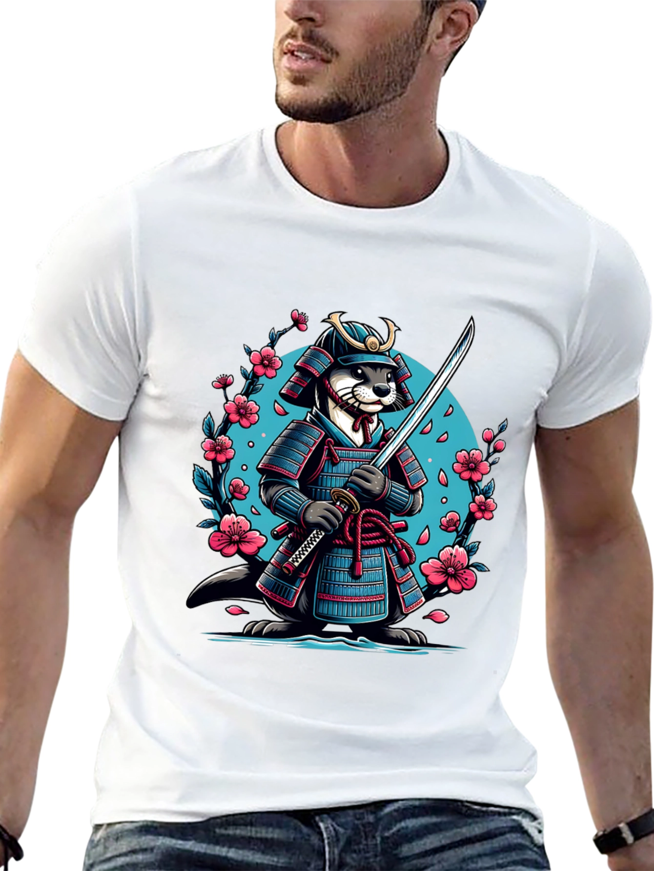 Samurai Otter Graphic Tee - Mens Black T-Shirt