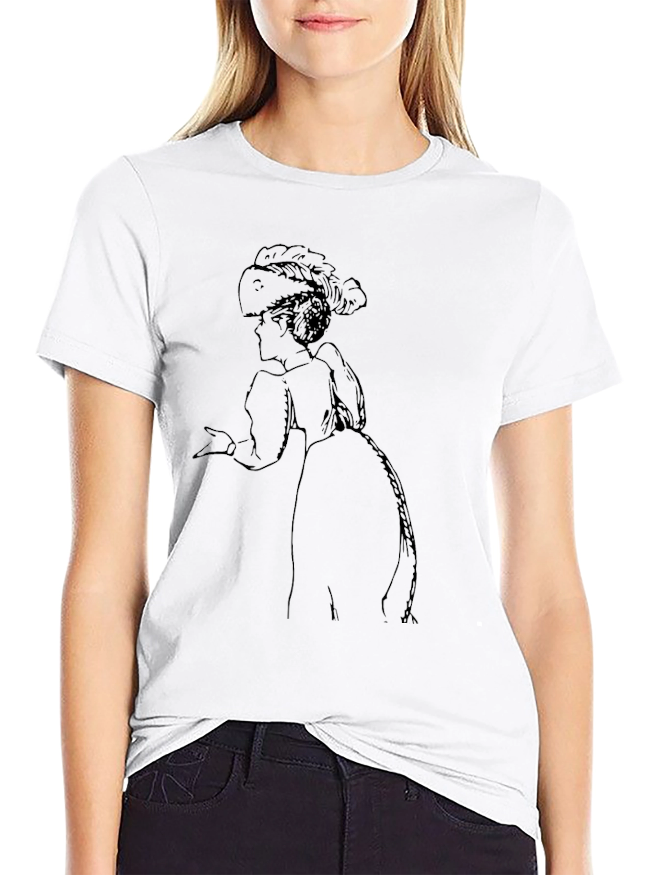 Victorian Lady Graphic Tee - Black Cotton T-Shirt