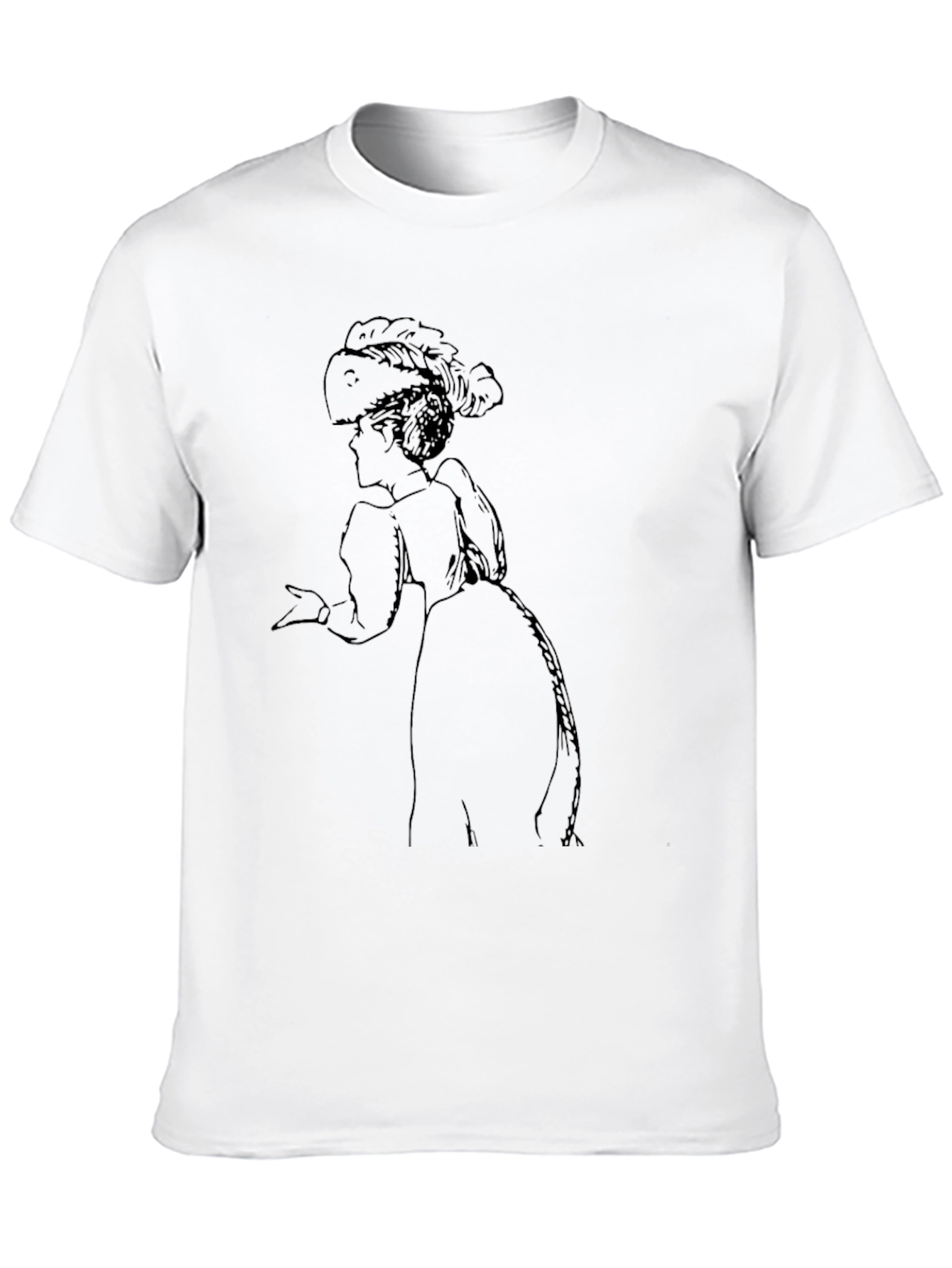 Victorian Lady Graphic Tee - Black Cotton T-Shirt