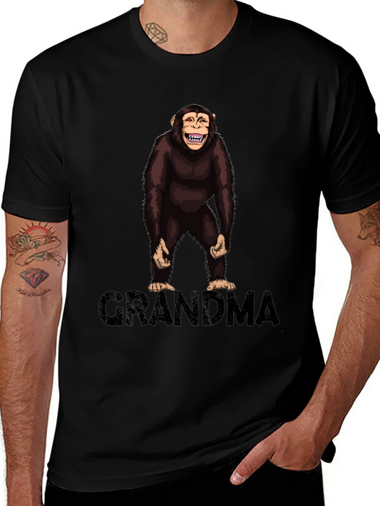 Chimpanzee Grandma Graphic T-Shirt - Black