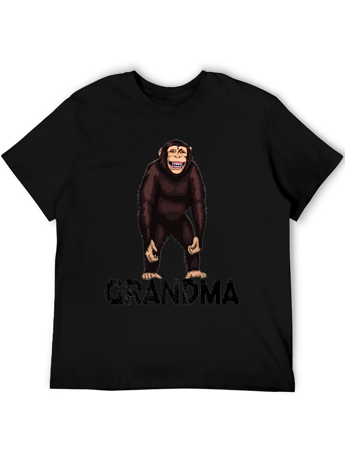Chimpanzee Grandma Graphic T-Shirt - Black