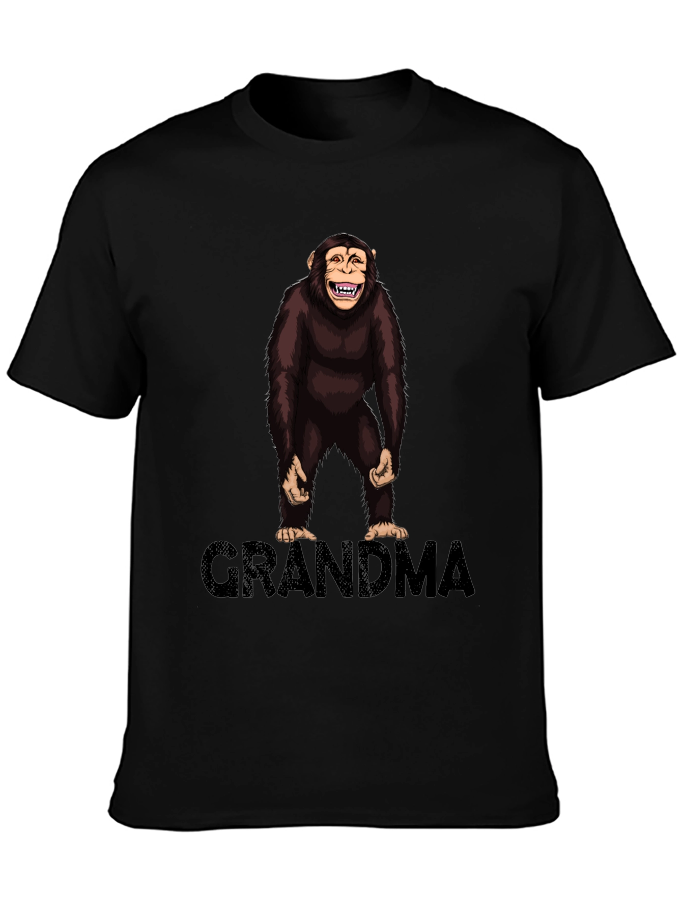 Chimpanzee Grandma Graphic T-Shirt - Black