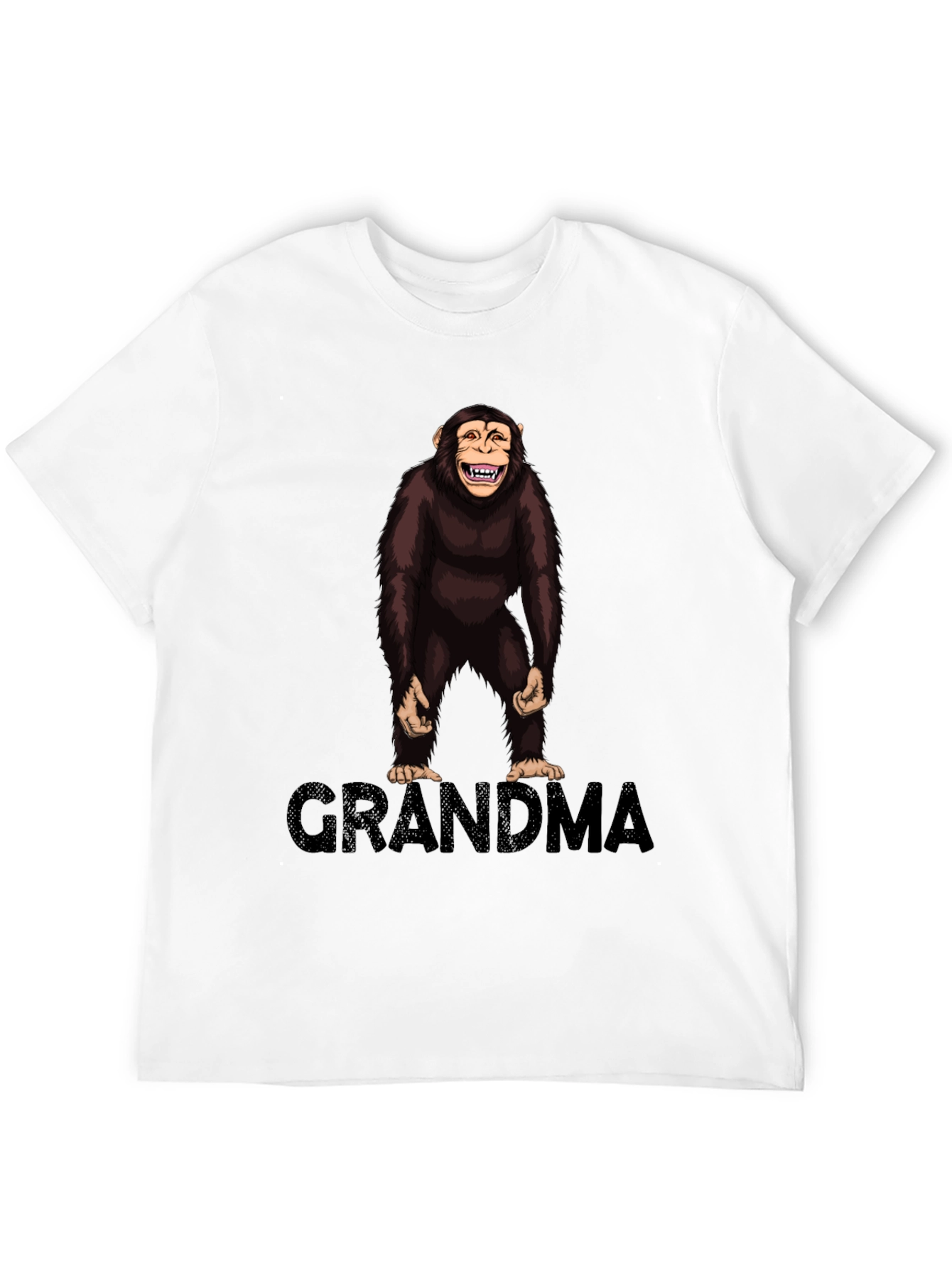 Chimpanzee Grandma Graphic T-Shirt - Black