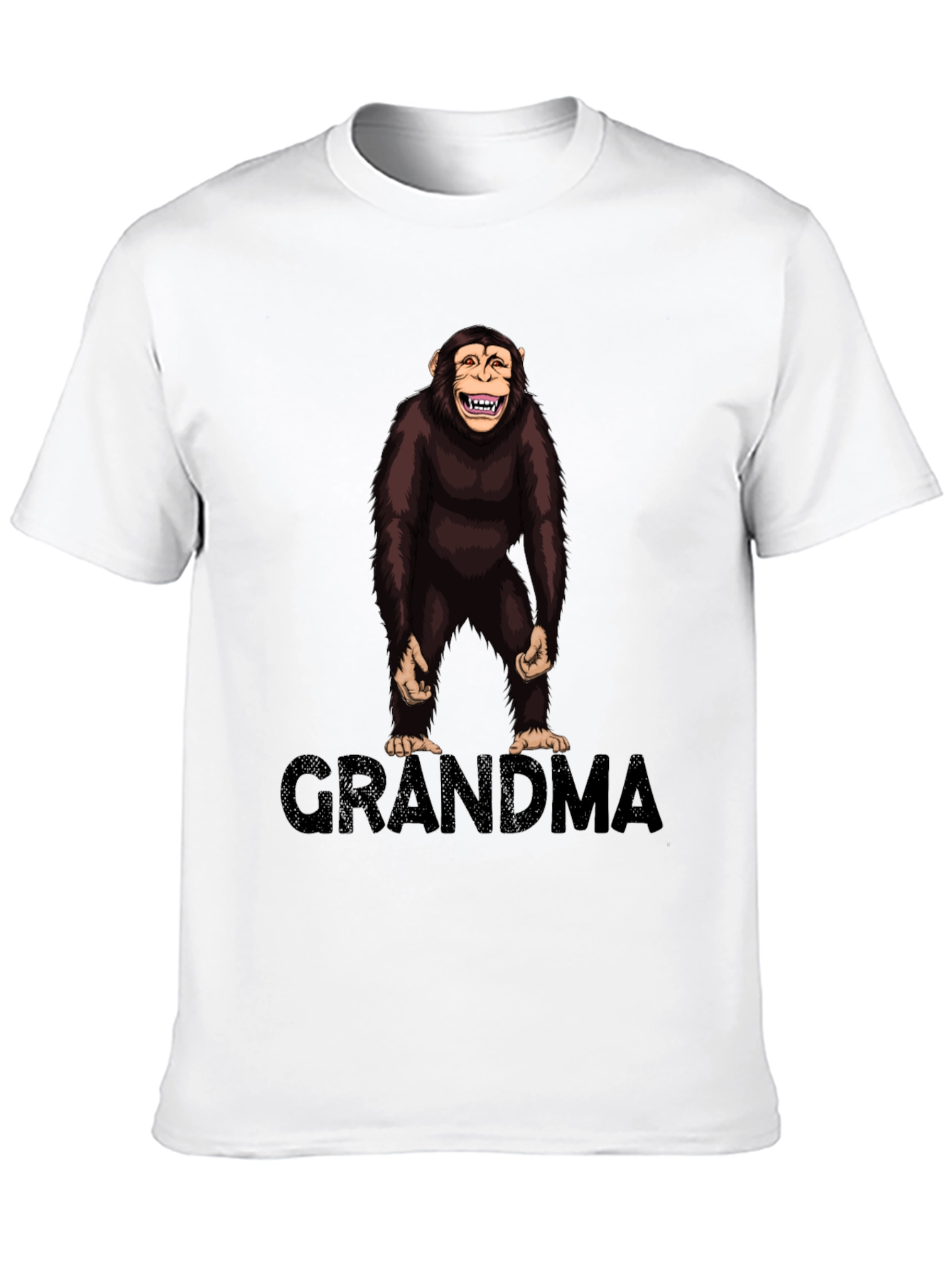 Chimpanzee Grandma Graphic T-Shirt - Black