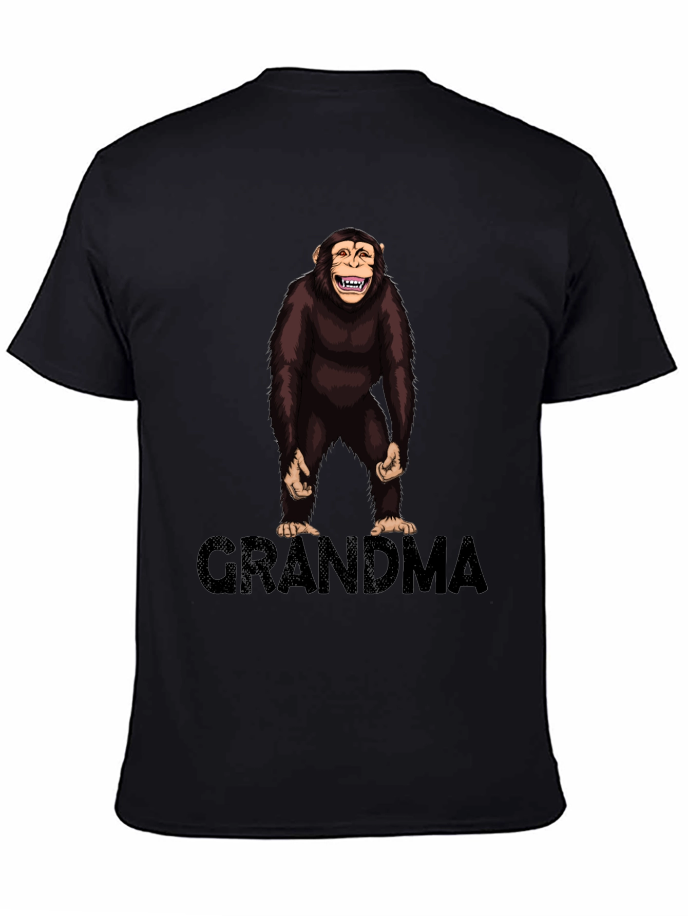 Chimpanzee Grandma Graphic T-Shirt - Black