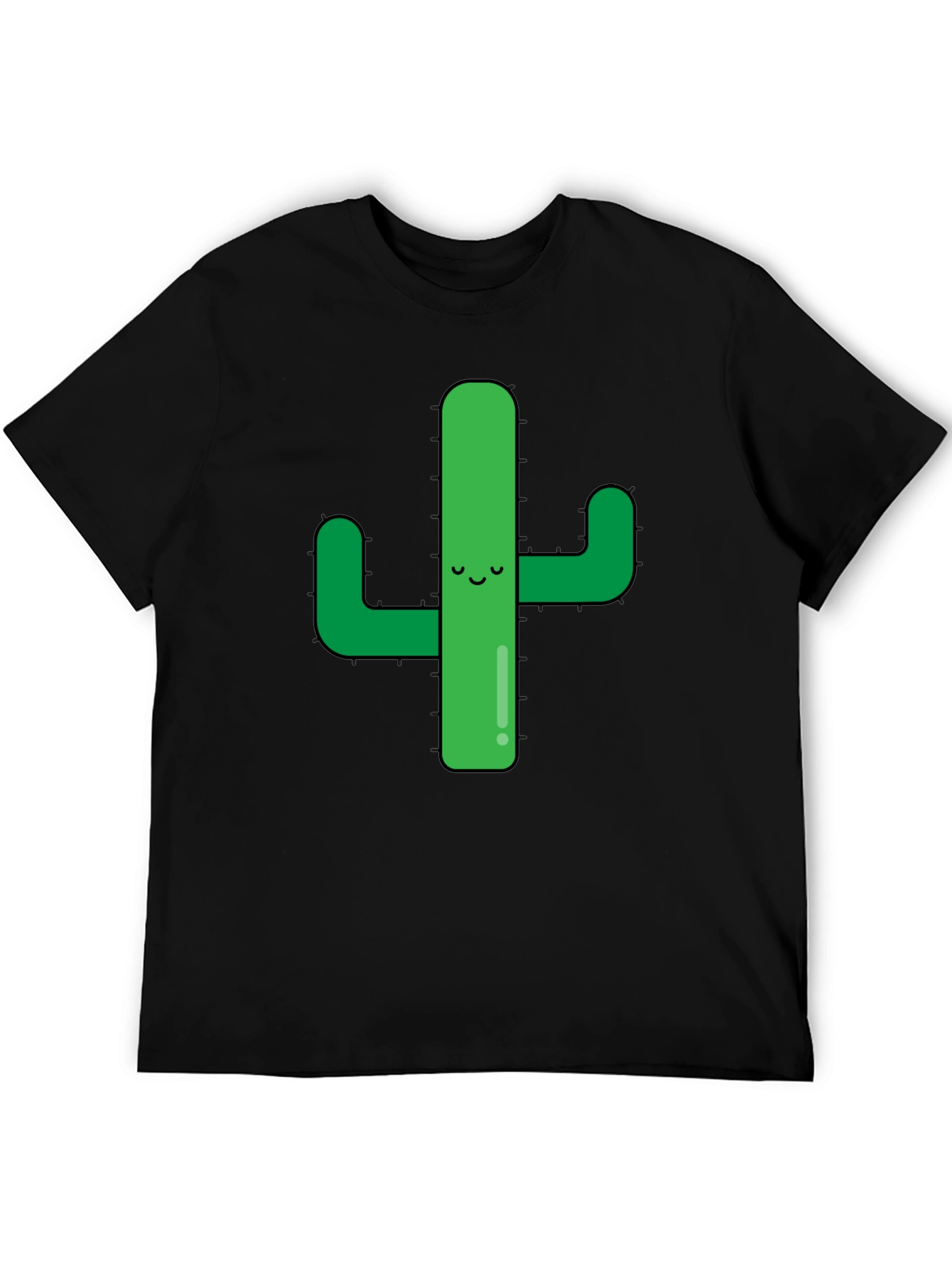 Cute Cactus Graphic Tee - Black Cotton Shirt