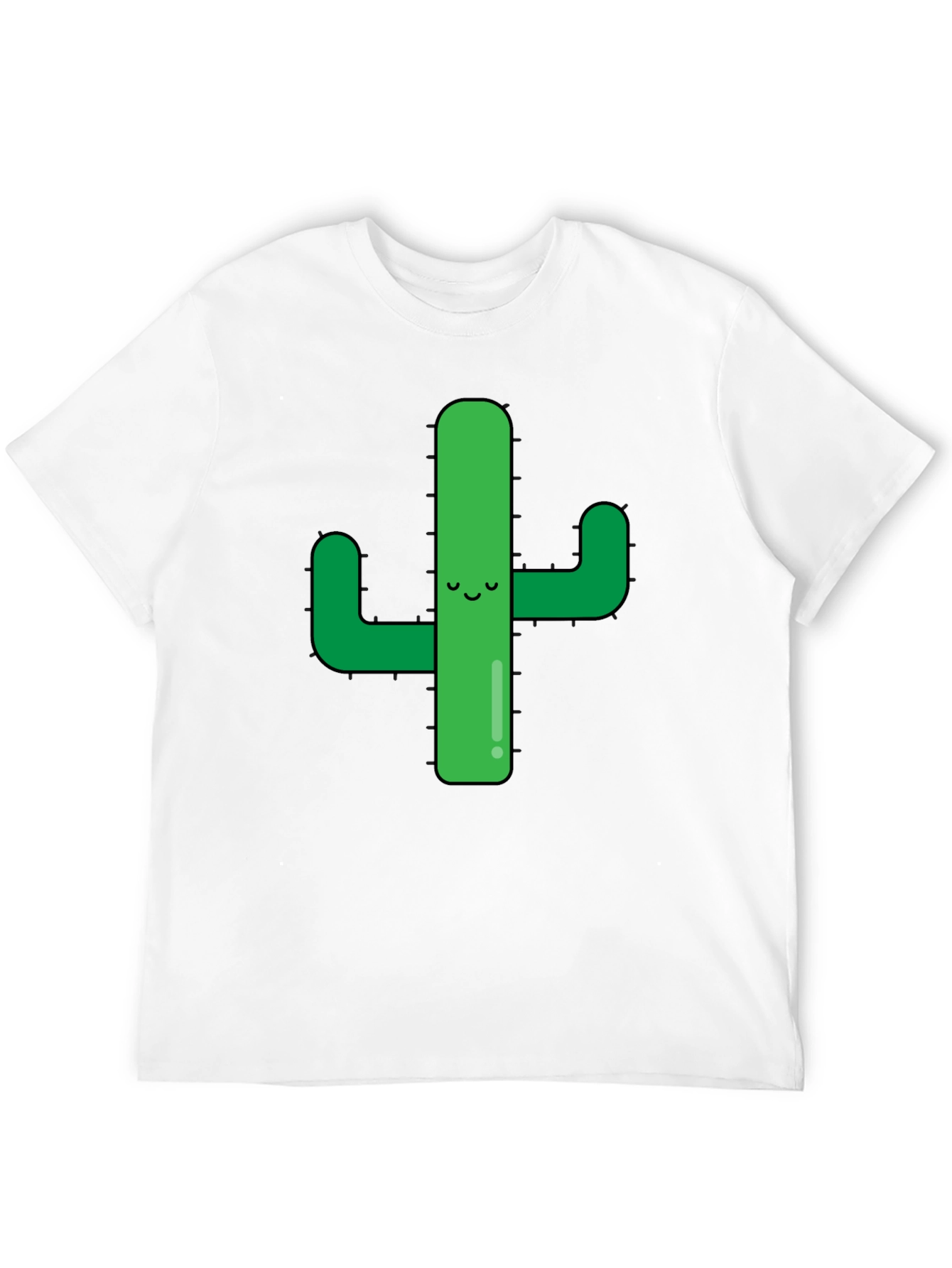Cute Cactus Graphic Tee - Black Cotton Shirt