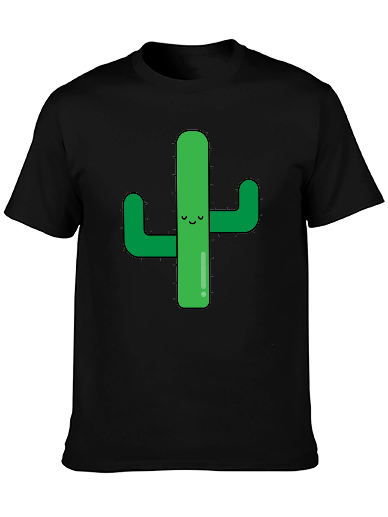 Cute Cactus Graphic Tee - Black Cotton Shirt