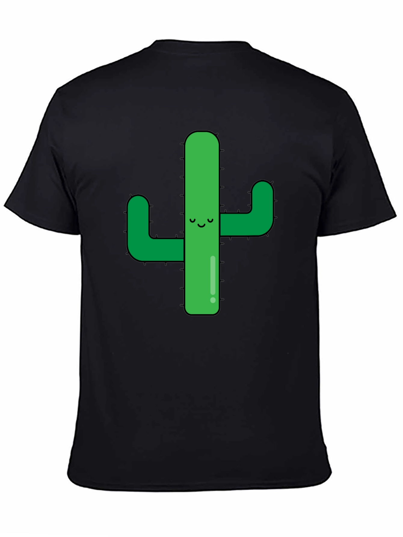 Cute Cactus Graphic Tee - Black Cotton Shirt