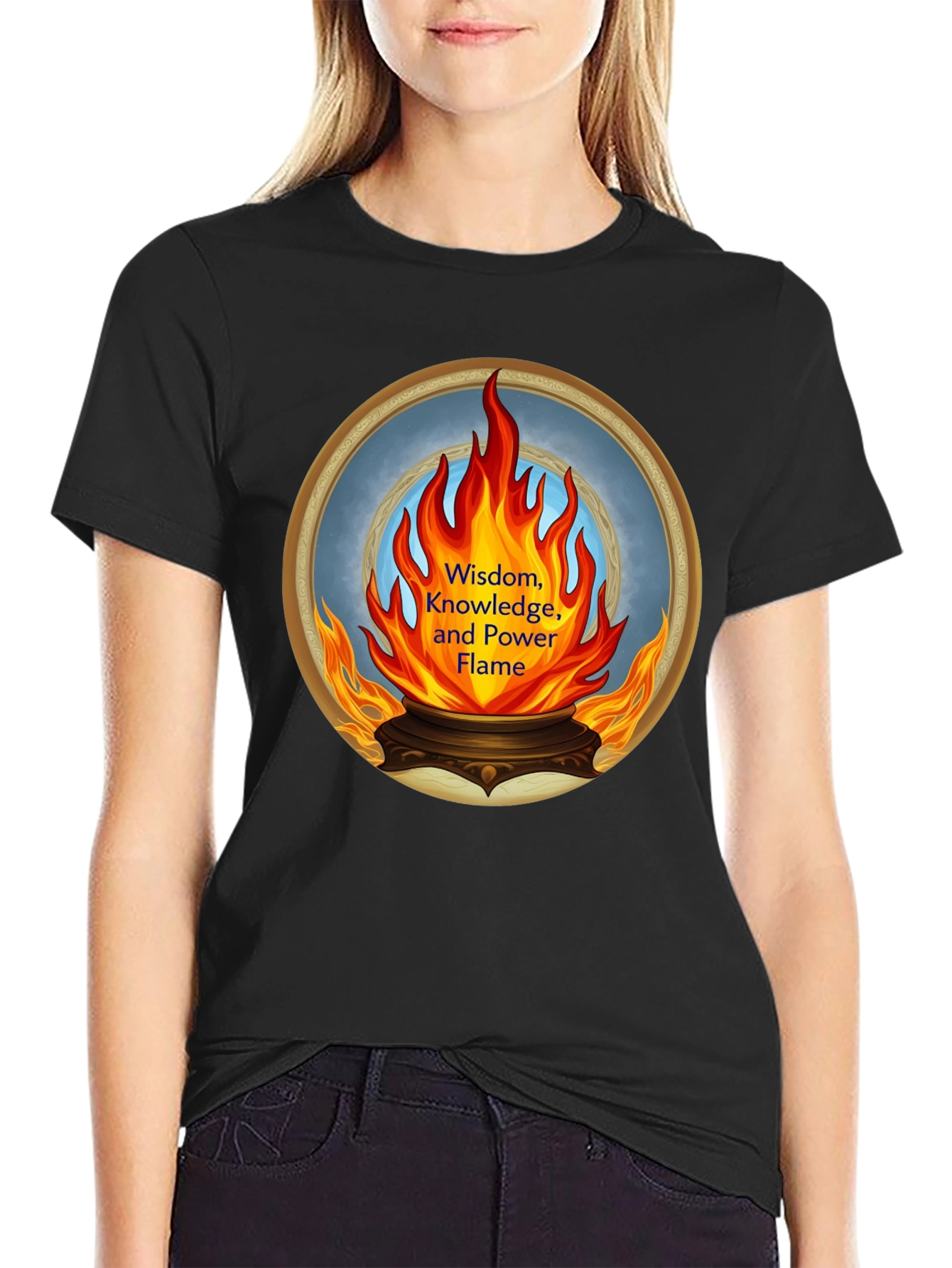 Wisdom Knowledge and Power Flame Graphic Tee