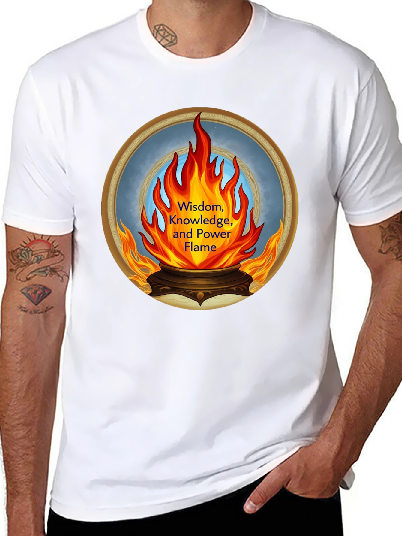 Wisdom Knowledge and Power Flame Graphic Tee