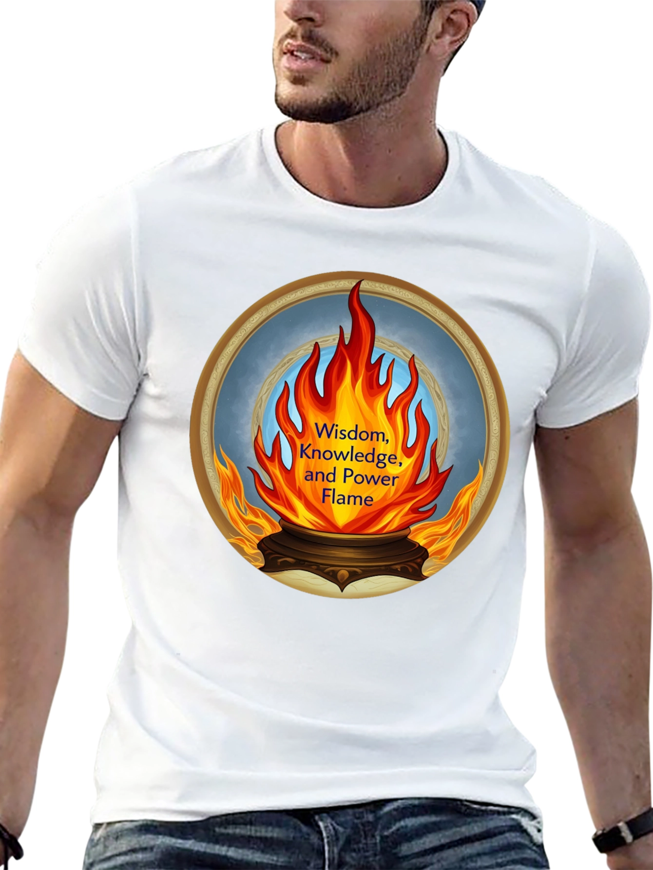 Wisdom Knowledge and Power Flame Graphic Tee