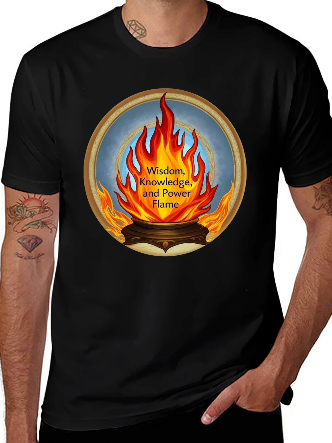 Wisdom Knowledge and Power Flame Graphic Tee