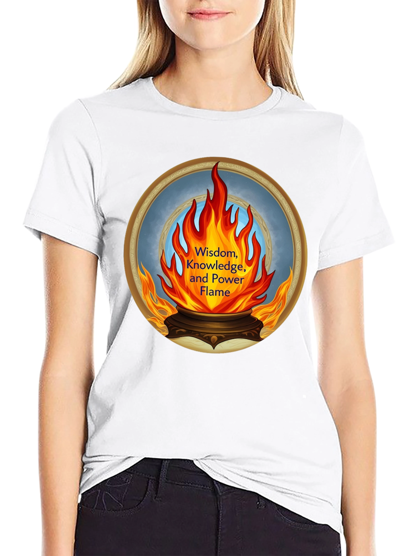 Wisdom Knowledge and Power Flame Graphic Tee