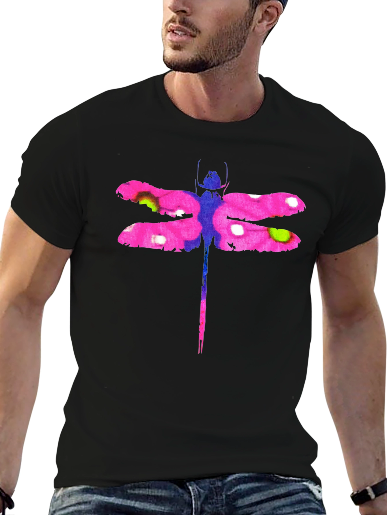 Dragonfly Graphic Tee - Stylish Mens Black T-Shirt