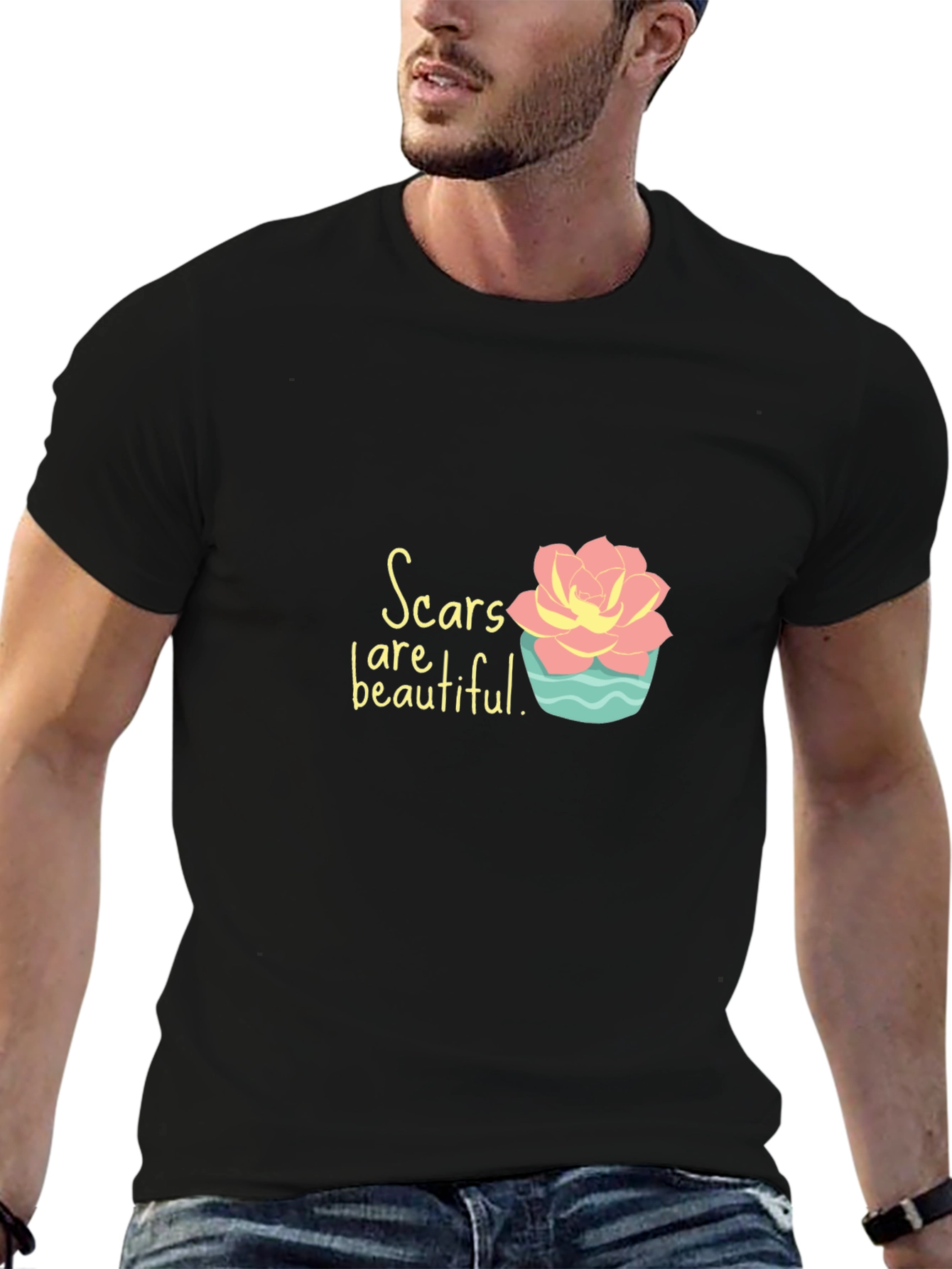 Scars Are Beautiful Graphic Tee - Inspirational Design