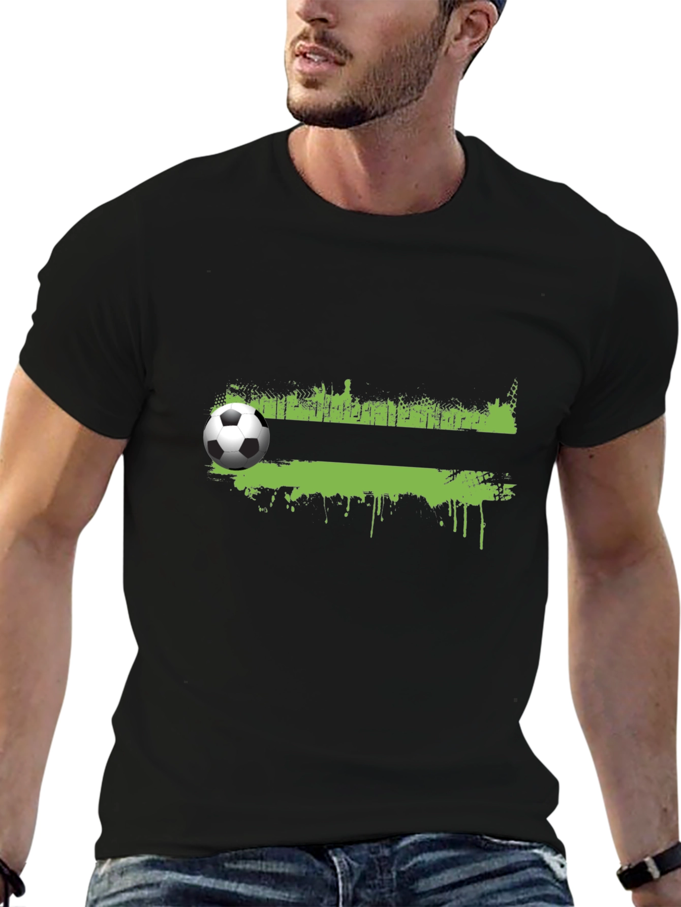 Soccer Ball Graphic Tee - Black