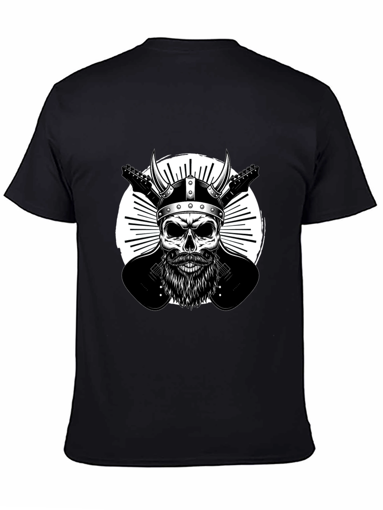 Viking Skull & Guitars Graphic T-Shirt