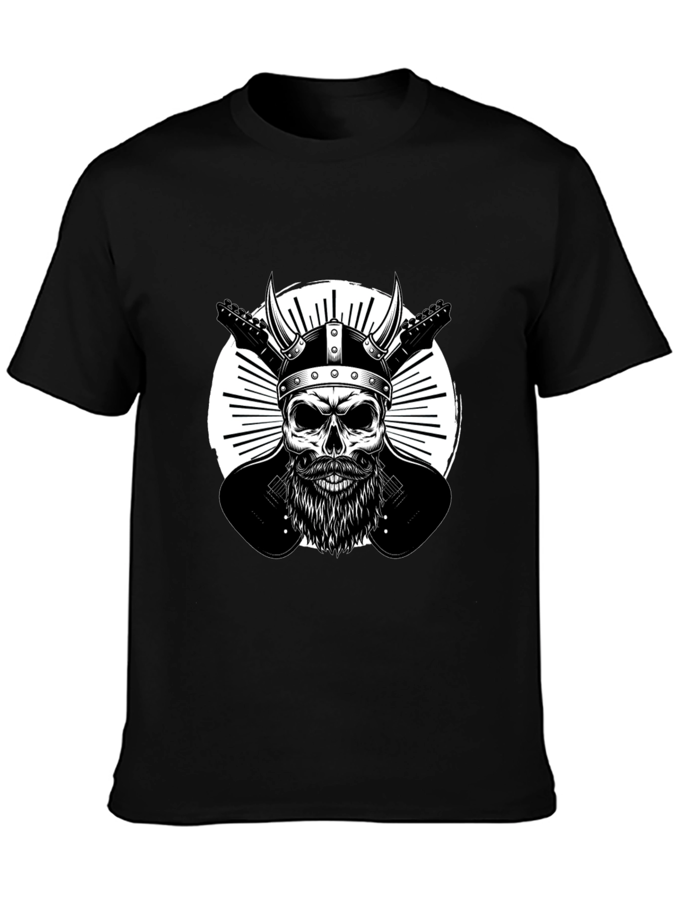 Viking Skull & Guitars Graphic T-Shirt