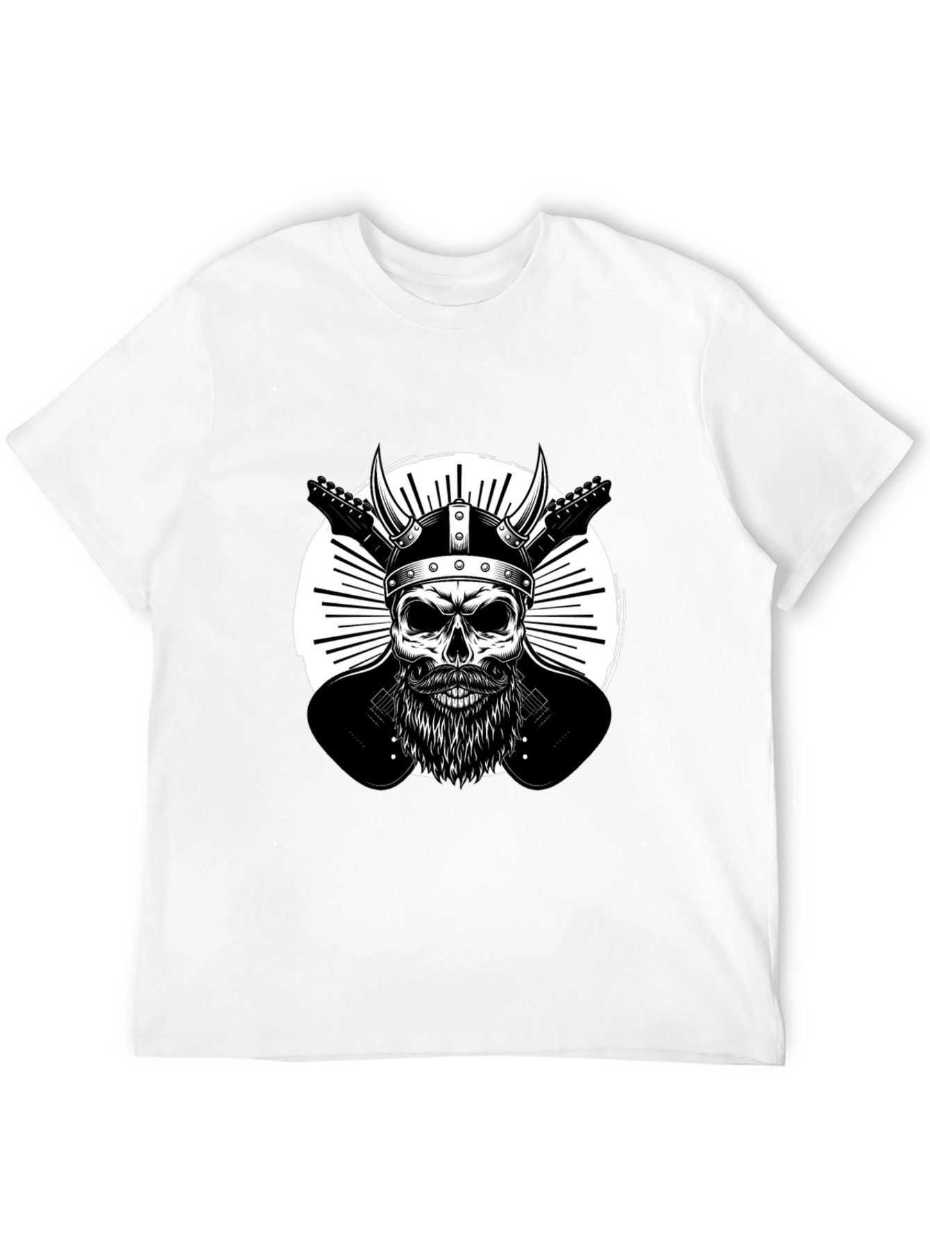 Viking Skull & Guitars Graphic T-Shirt