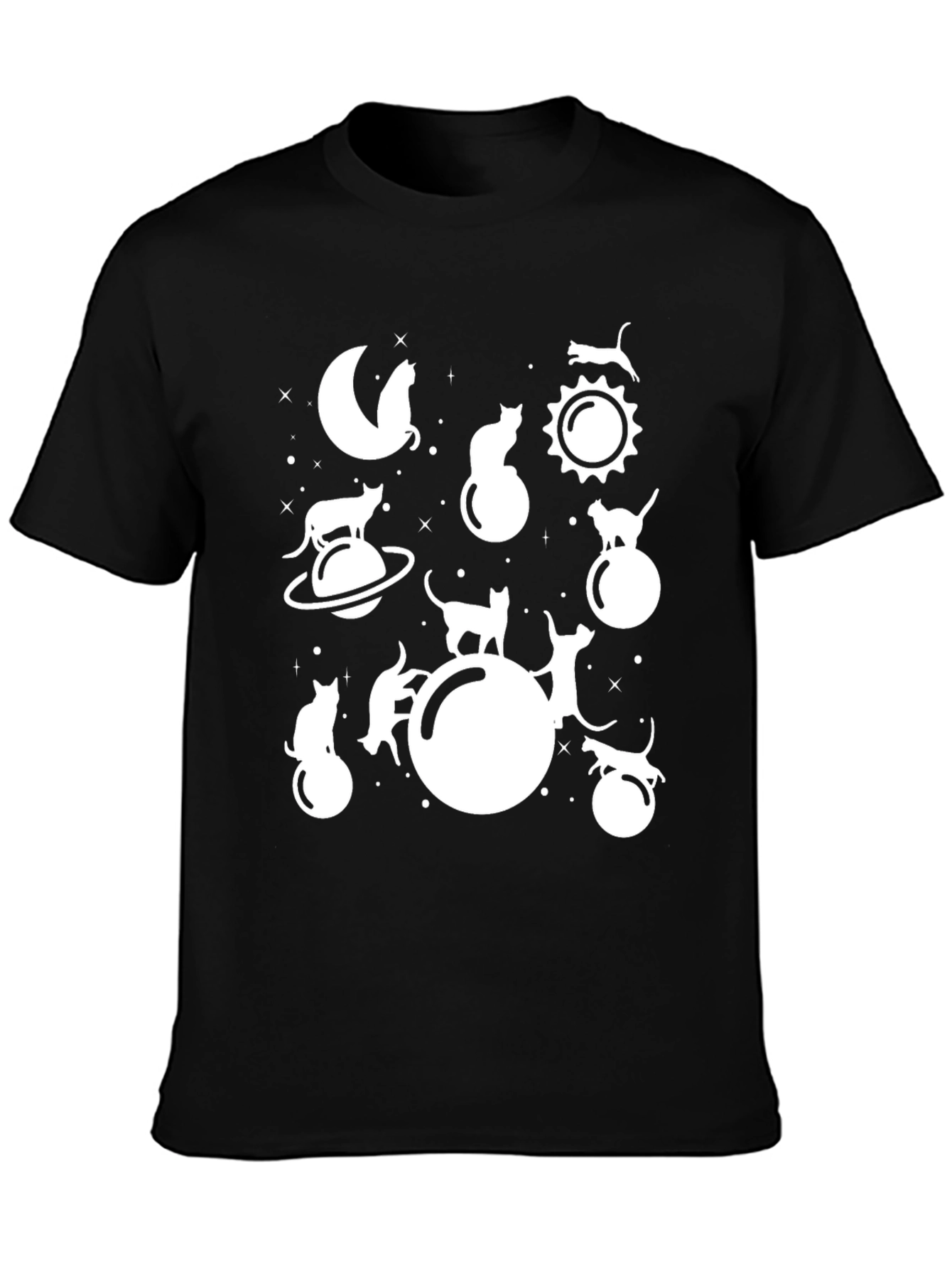 Cosmic Cat Lover Tee - Black Graphic T-Shirt