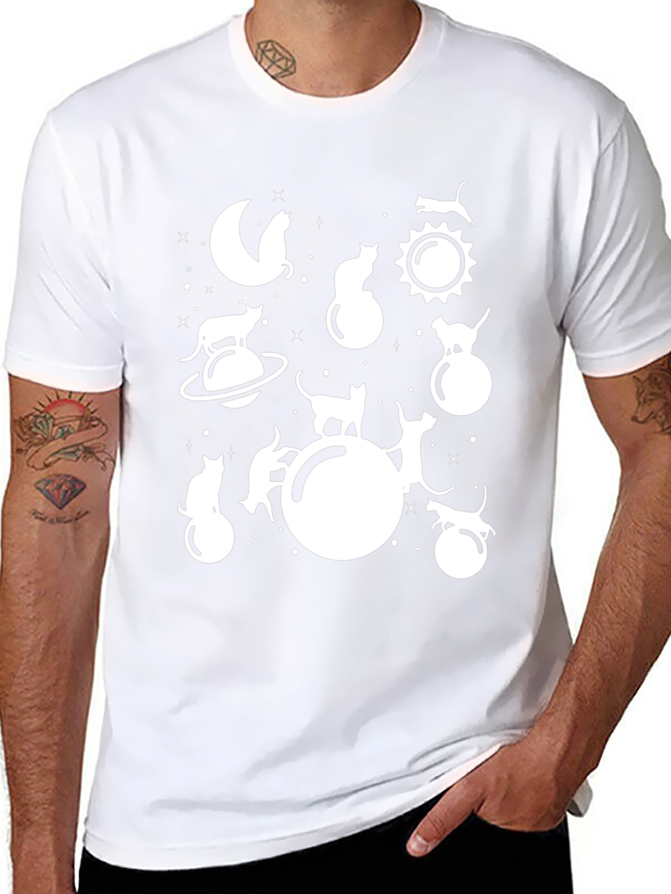 Cosmic Cat Lover Tee - Black Graphic T-Shirt