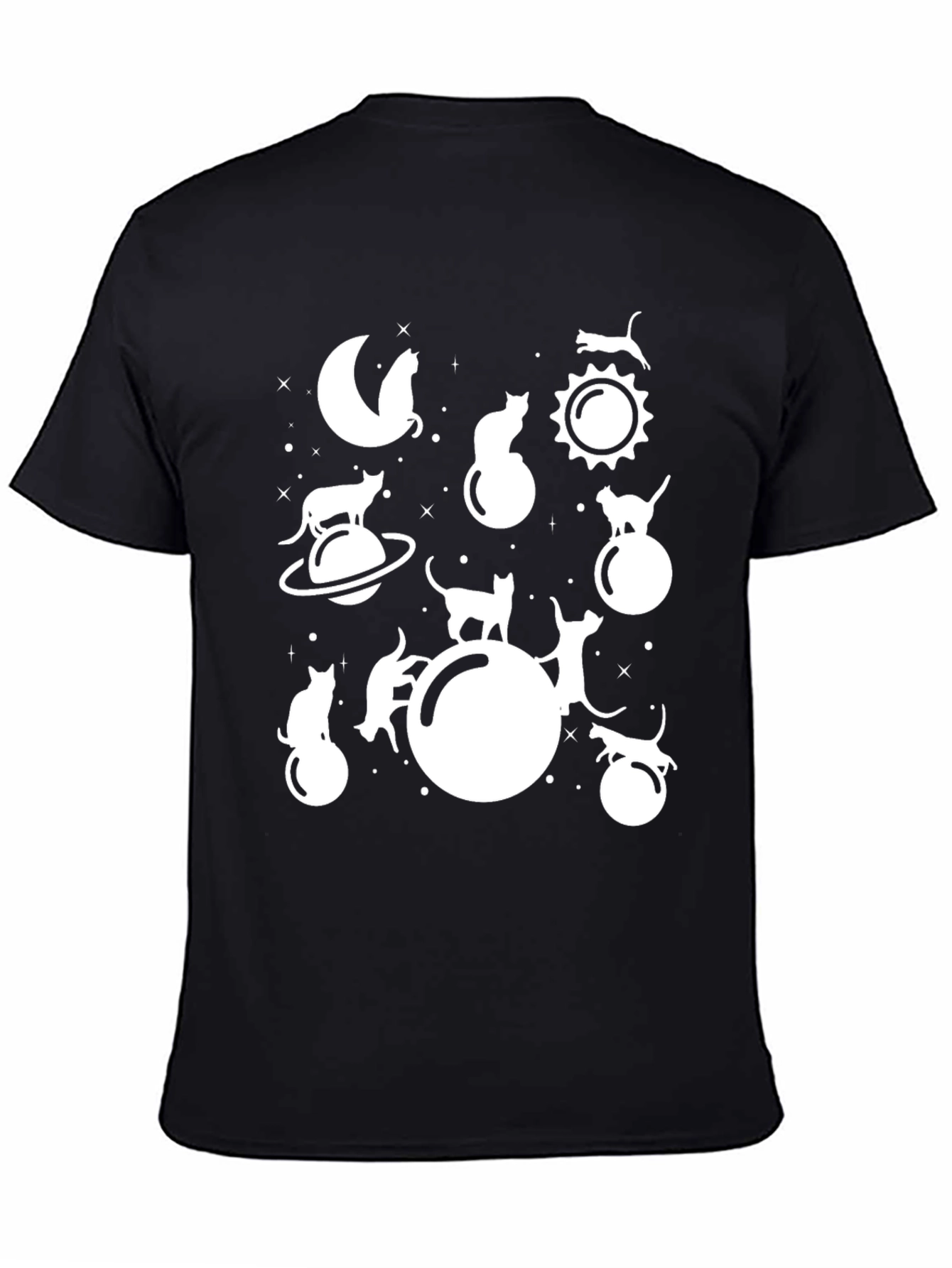Cosmic Cat Lover Tee - Black Graphic T-Shirt