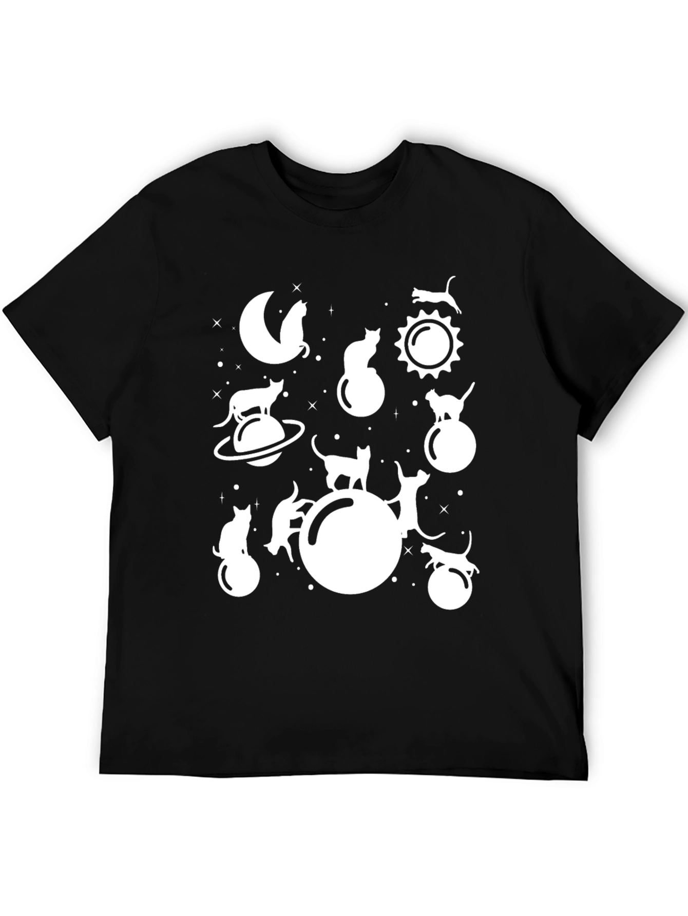 Cosmic Cat Lover Tee - Black Graphic T-Shirt