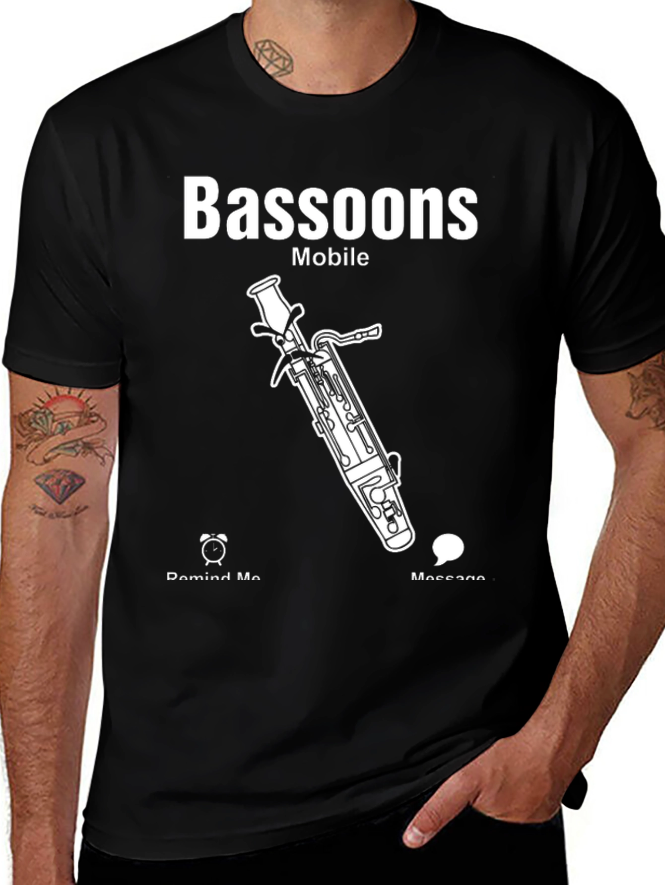 Bassoons Mobile Black T-Shirt - Musical Instrument Tee