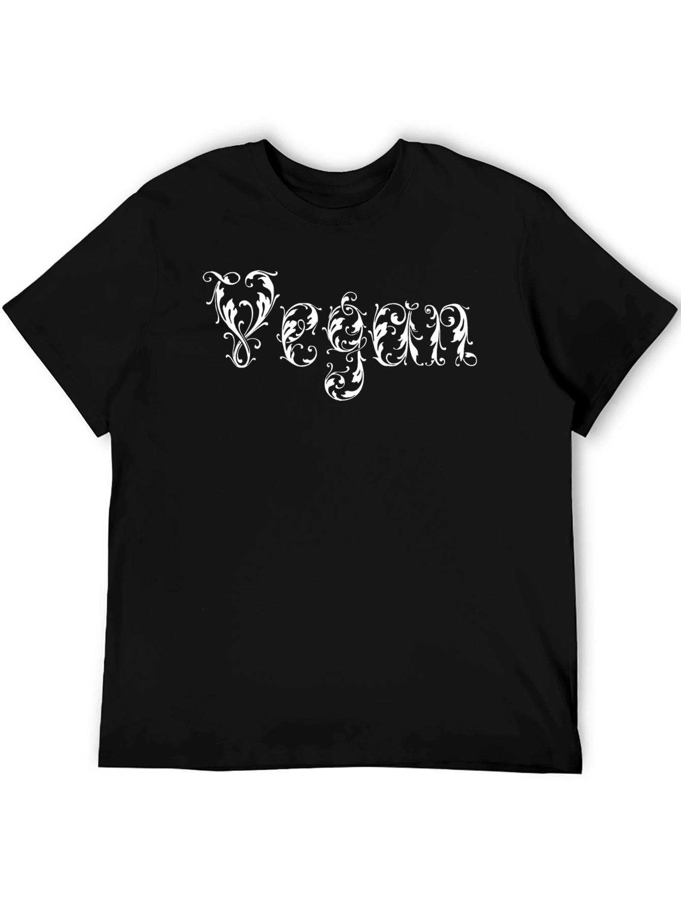 Vegan Ornamental Script Black T-Shirt