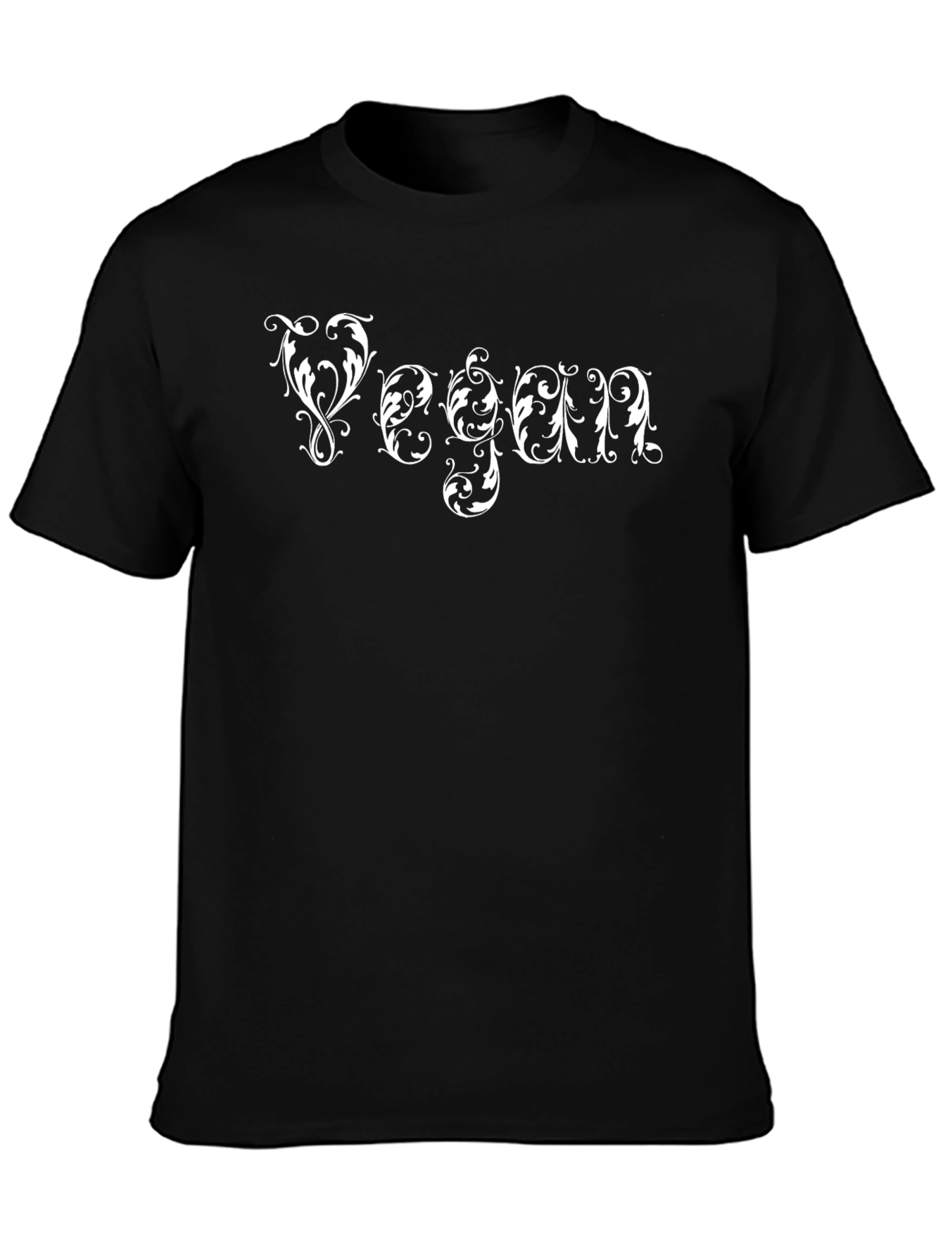Vegan Ornamental Script Black T-Shirt